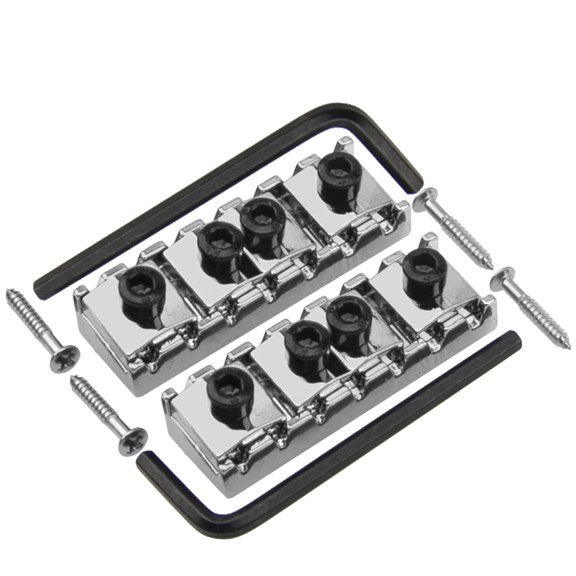 2Pcs Yootones 7 String Electric Guitar Locking Nut - 48mm Floyd Rose Tremolo Bridge Compatible Replacement Part (Silver) | Perfect for Guitar Maintenance & Upgrades