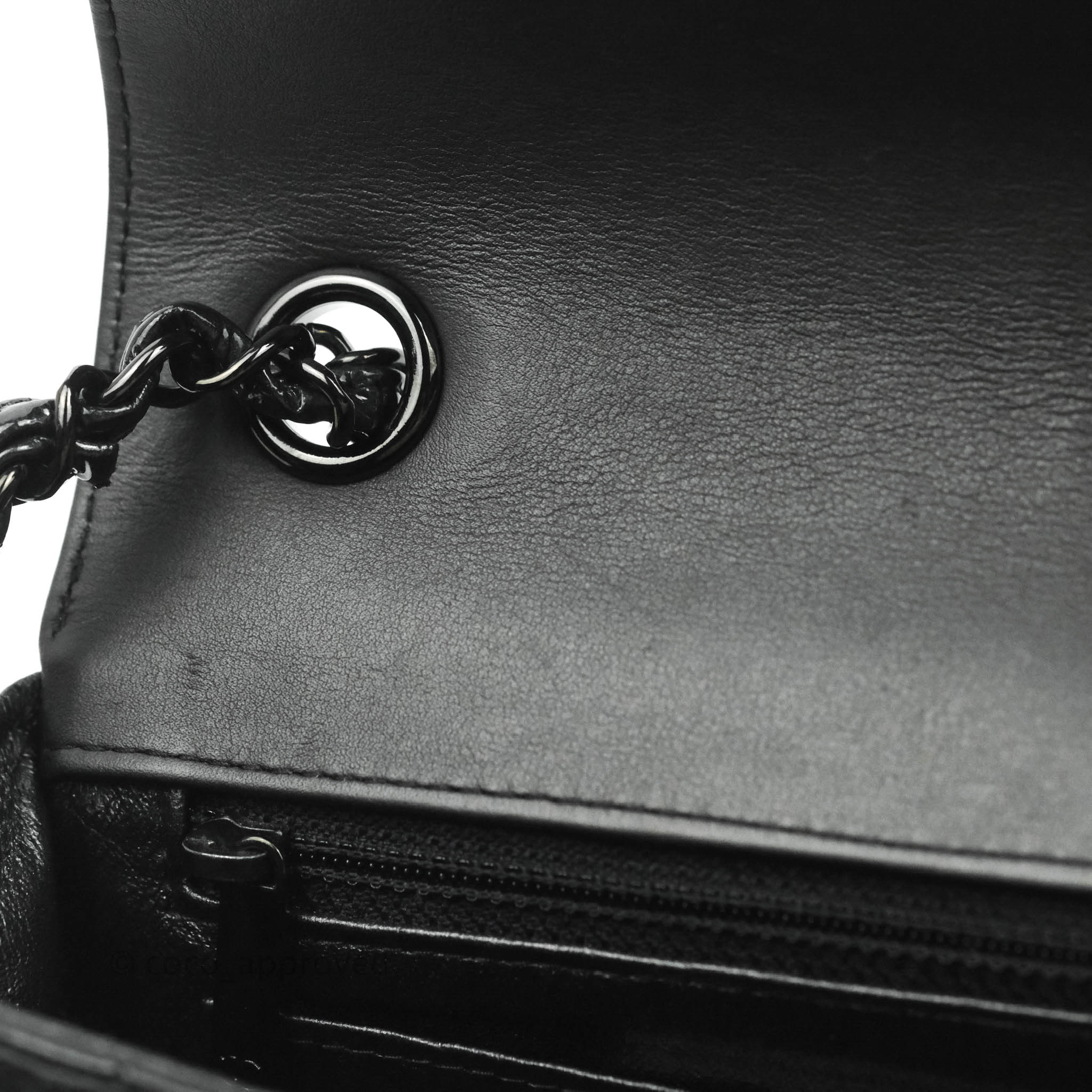 Chanel Chevron Mini Rectangular Flap Bag in Black Crumpled Patent Leather with So Black Hardware - Perfect for Evening Events & Luxury Fashion Accessories