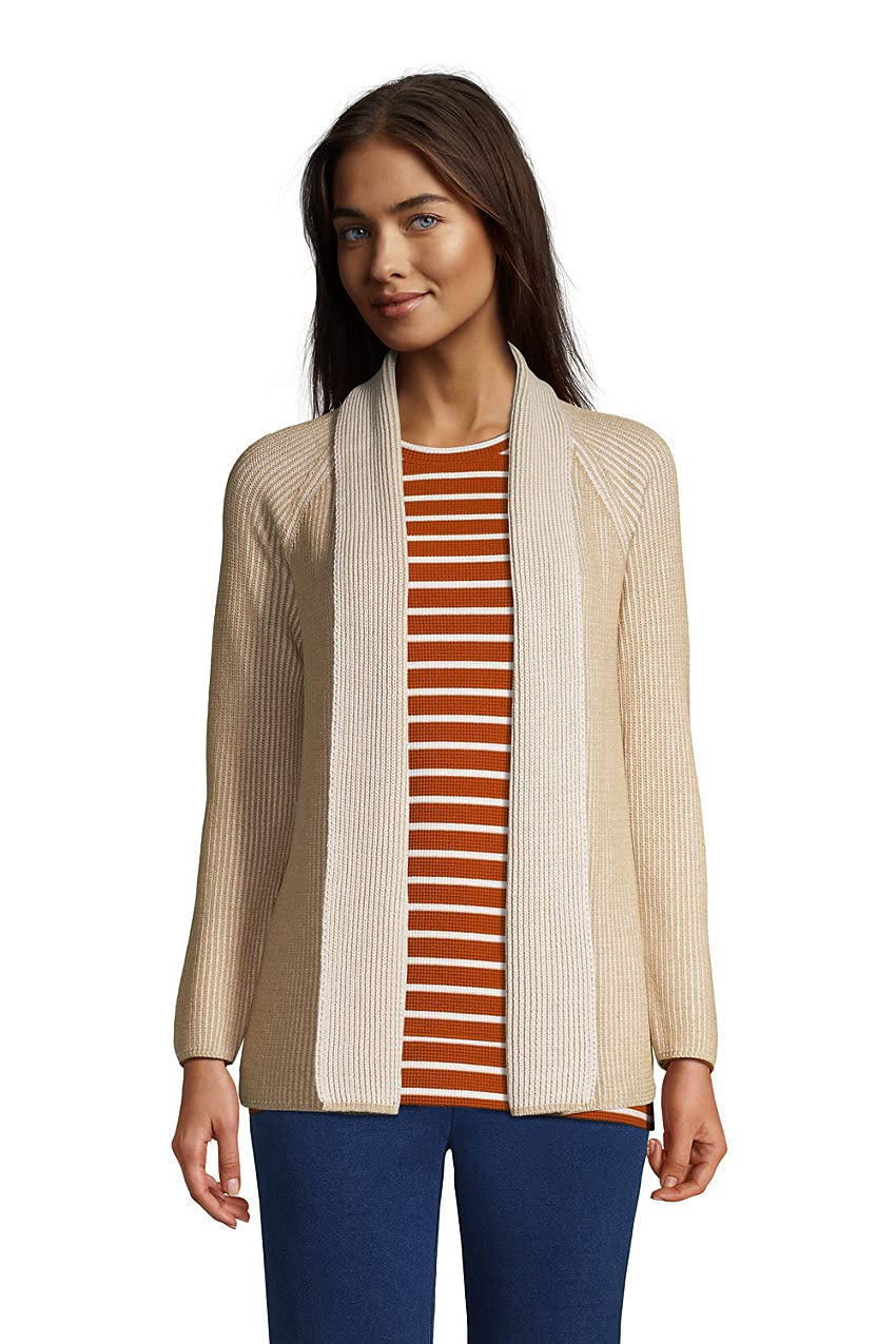 Lands' End Women's Tall Drifter Shaker Open Front Cardigan Sweater | Cozy Long Knit Wrap for Work, Office & Casual Outfits