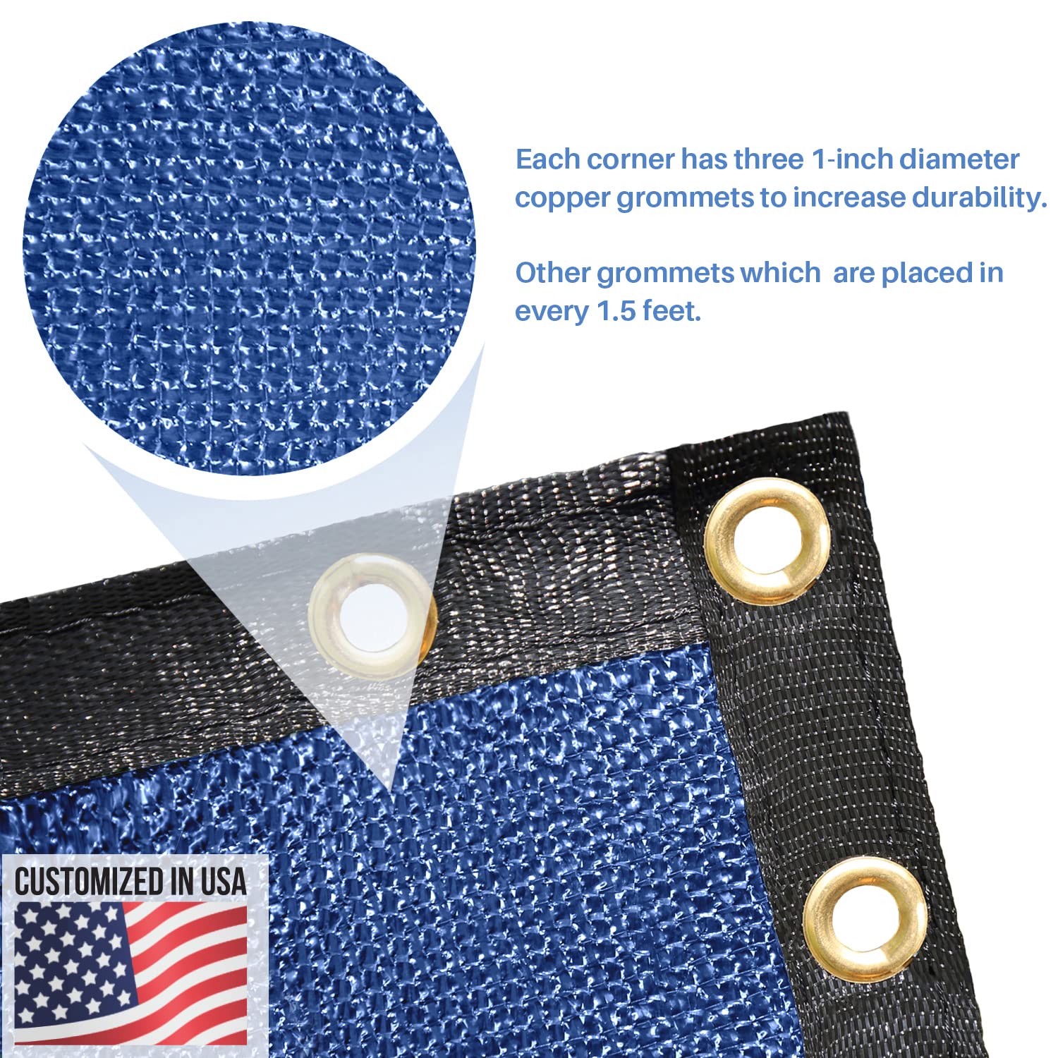 E&K Sunrise 2' x 46' Privacy Fence Screen with Grommets - UV Blocking Outdoor Windscreen for Backyard, Garden & Patio Cover - Blue (Perfect for Creating Shade, Privacy & Wind Protection)