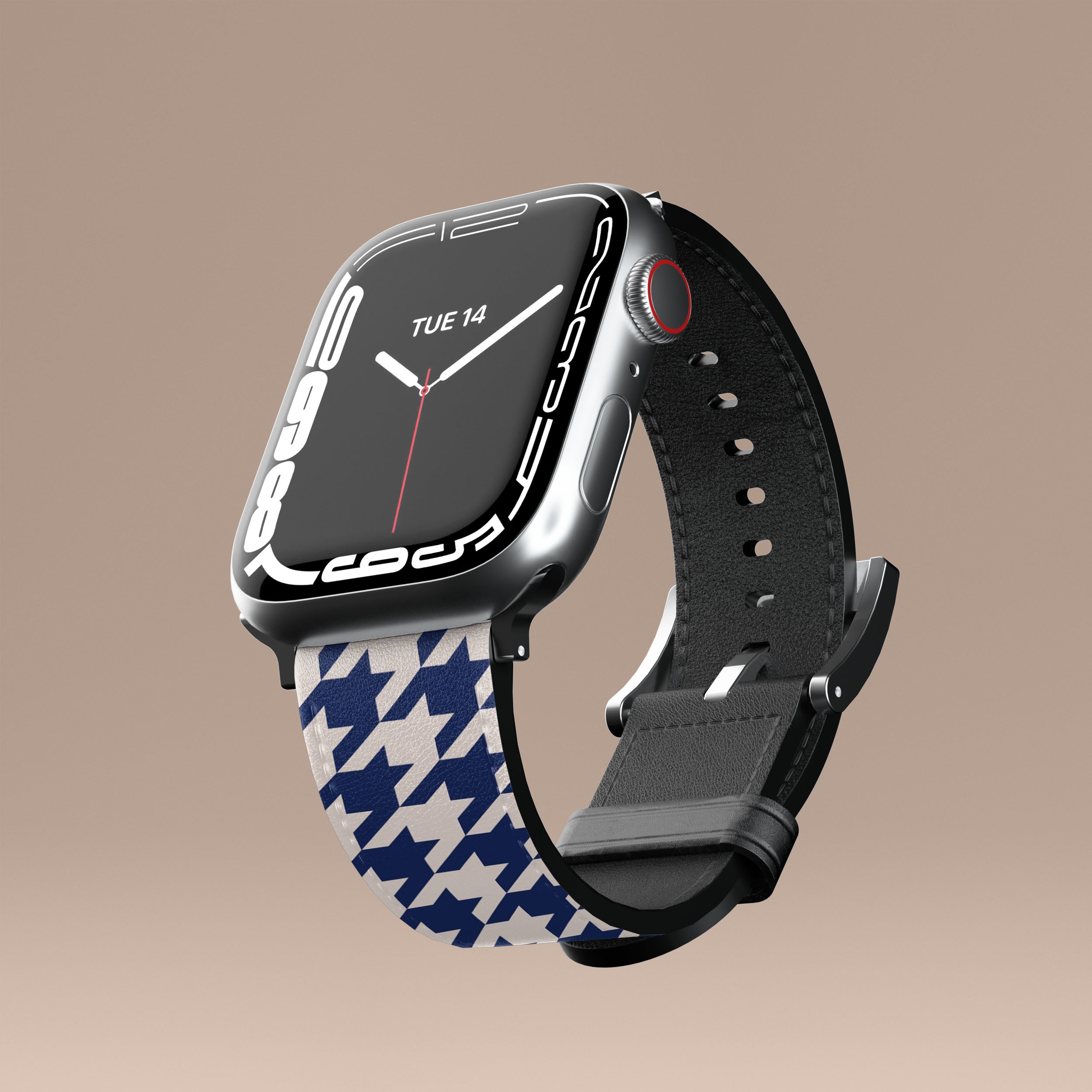 Premium Blue Houndstooth Pattern Apple Watch Band - Stylish & Durable Replacement Strap for Apple Watch Series 9/8/7/SE/6/5/4/3 - Perfect for Workouts, Office & Casual Wear