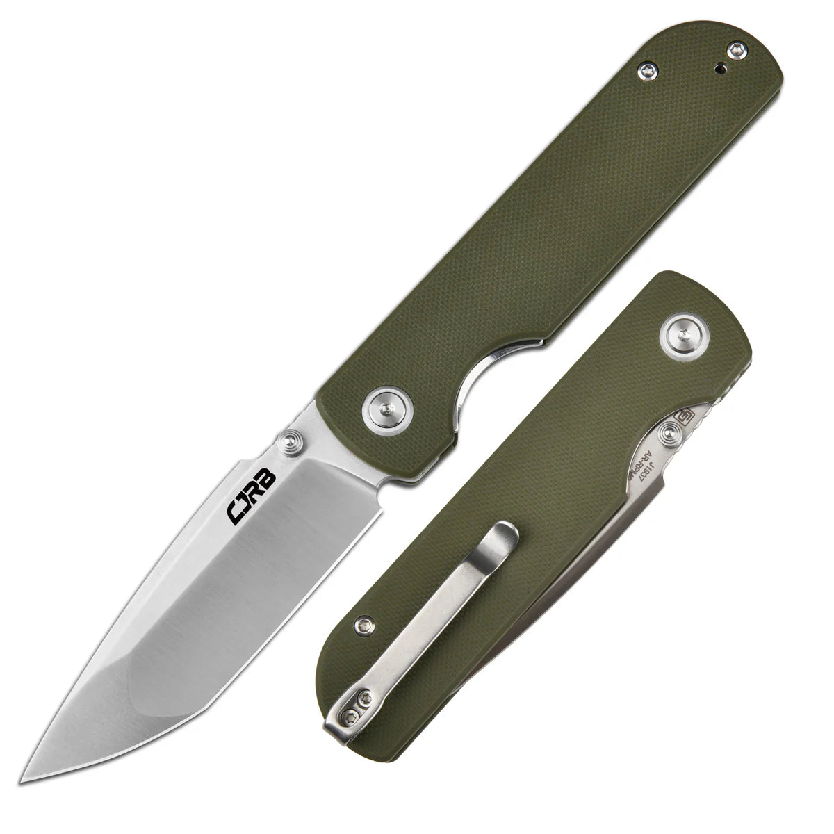 CJRB 1937GN Nova Liner Lock Knife - Sand Polished Tanto Blade & OD Green G10 Handle - EDC Folding Pocket Knife for Outdoor, Camping, and Everyday Carry