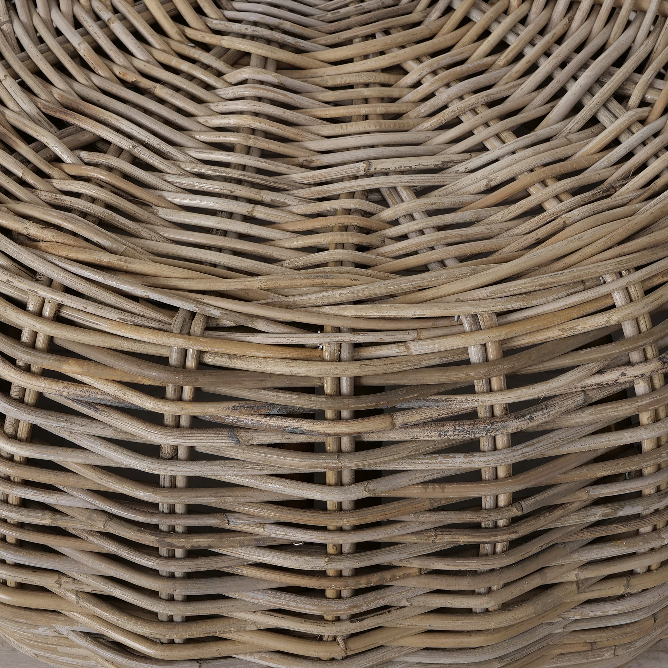 WHW Whole House Worlds Hamptons Low Rise Rattan Coffee Table - Wicker Weave Circular Design, 28.25 Inch Diameter x 13.5 Inch Height, 10.5 lbs - Perfect for Living Room, Patio, or Beach House Decor