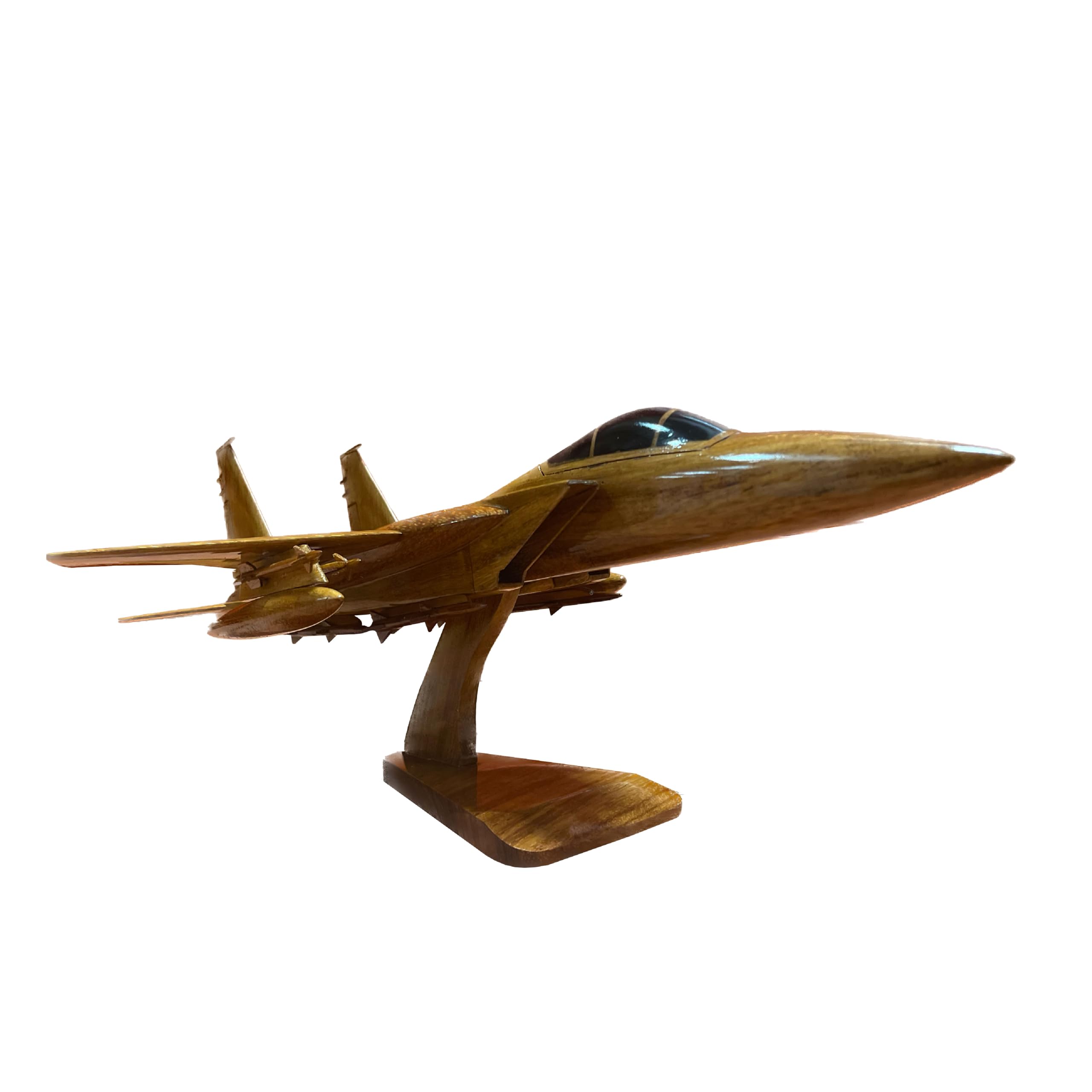 F15 Eagle Mahogany Wood Desktop Aircraft Model - Handcrafted Military Jet Replica for Office Decor, Gift & Collectors - Perfect for Aviation Enthusiasts, Home & Office Display