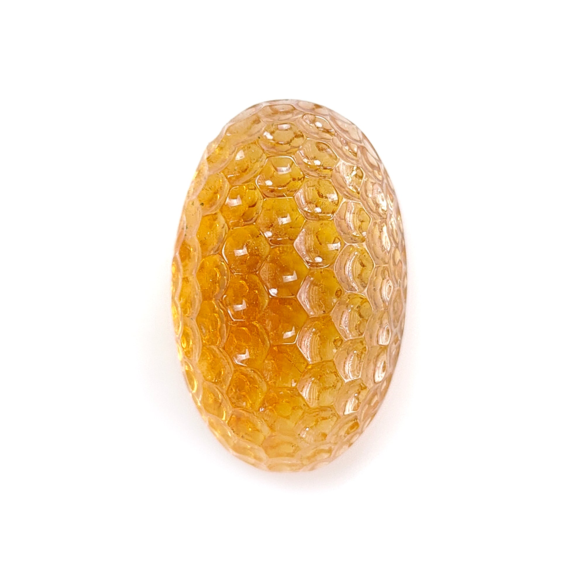 Natural Untreated Yellow Citrine Gemstone Carving - 38.30cts Oval Shape 27x17mm for Jewelry Making, Handcrafted Pendant, Necklace & Ring Designs - Perfect for Birthstone Gifts, Spiritual Healing & Fashion Accessories