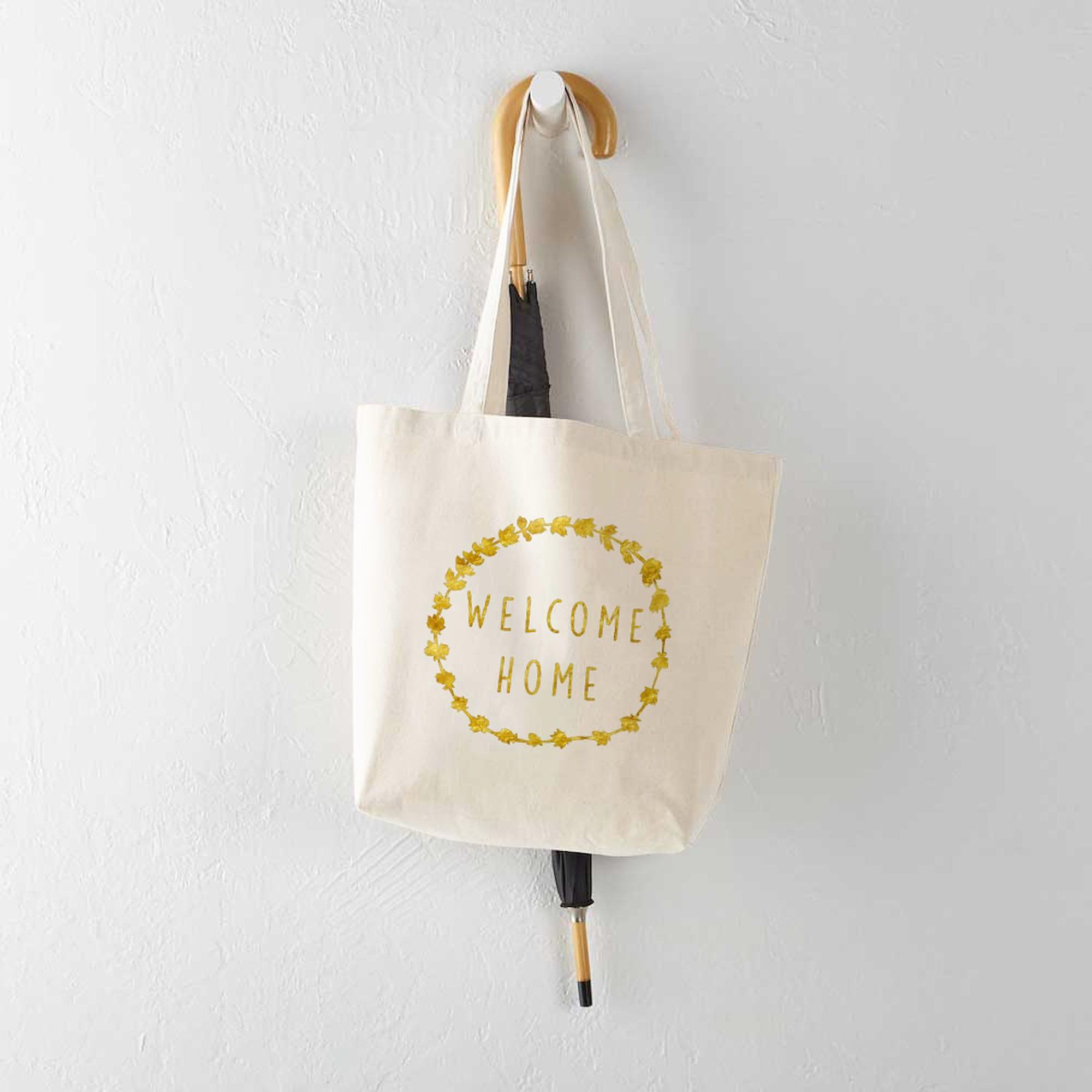 Welcome Home Tote Bag - Natural Canvas Reusable Shopping Bag for Groceries, Beach & Everyday Use | Eco-Friendly Cotton Tote | Personalized Gift Idea