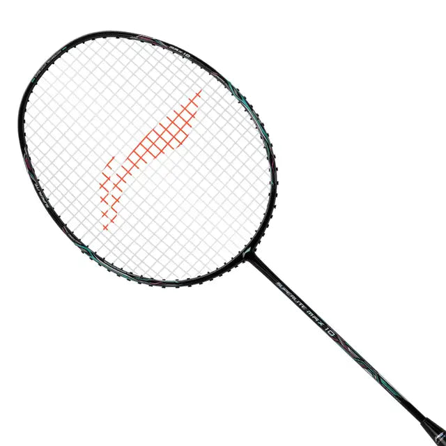 Li Ning G Force Superlite Max 10 Badminton Racket - Prestrung with Premium Black/Silver/Cyan Design | Lightweight Carbon Fiber Shuttlecock Racquet for Professional & Recreational Players | Perfect for Tournaments, Training & Casual Play