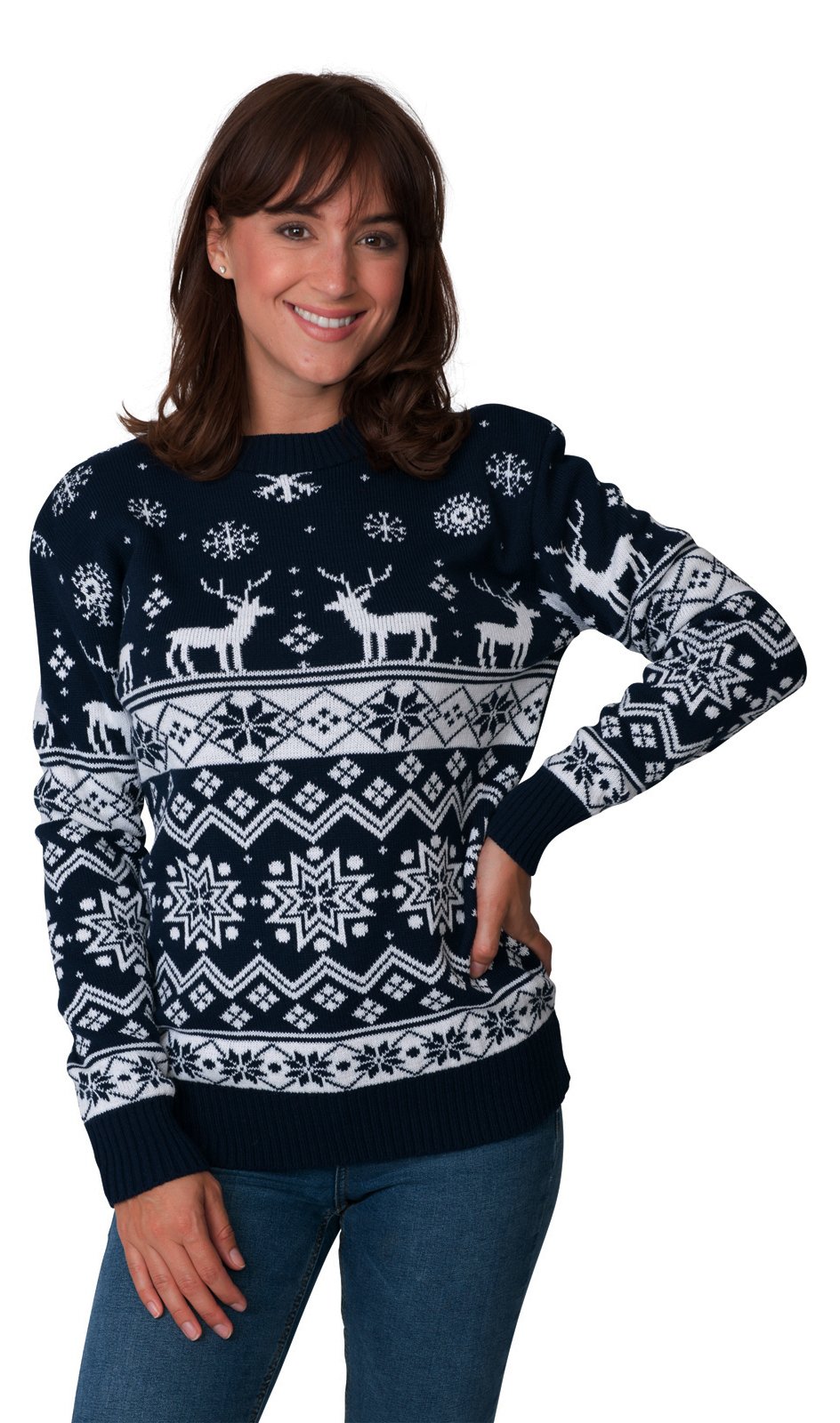 Christmas Santa Fairisle Sweater for Men & Women - Unisex Nordic Navy Holiday Party Jumper - Sizes S/M/L/XL/2XL/3XL/4XL - Perfect for Xmas Parties, Office Celebrations & Festive Gatherings