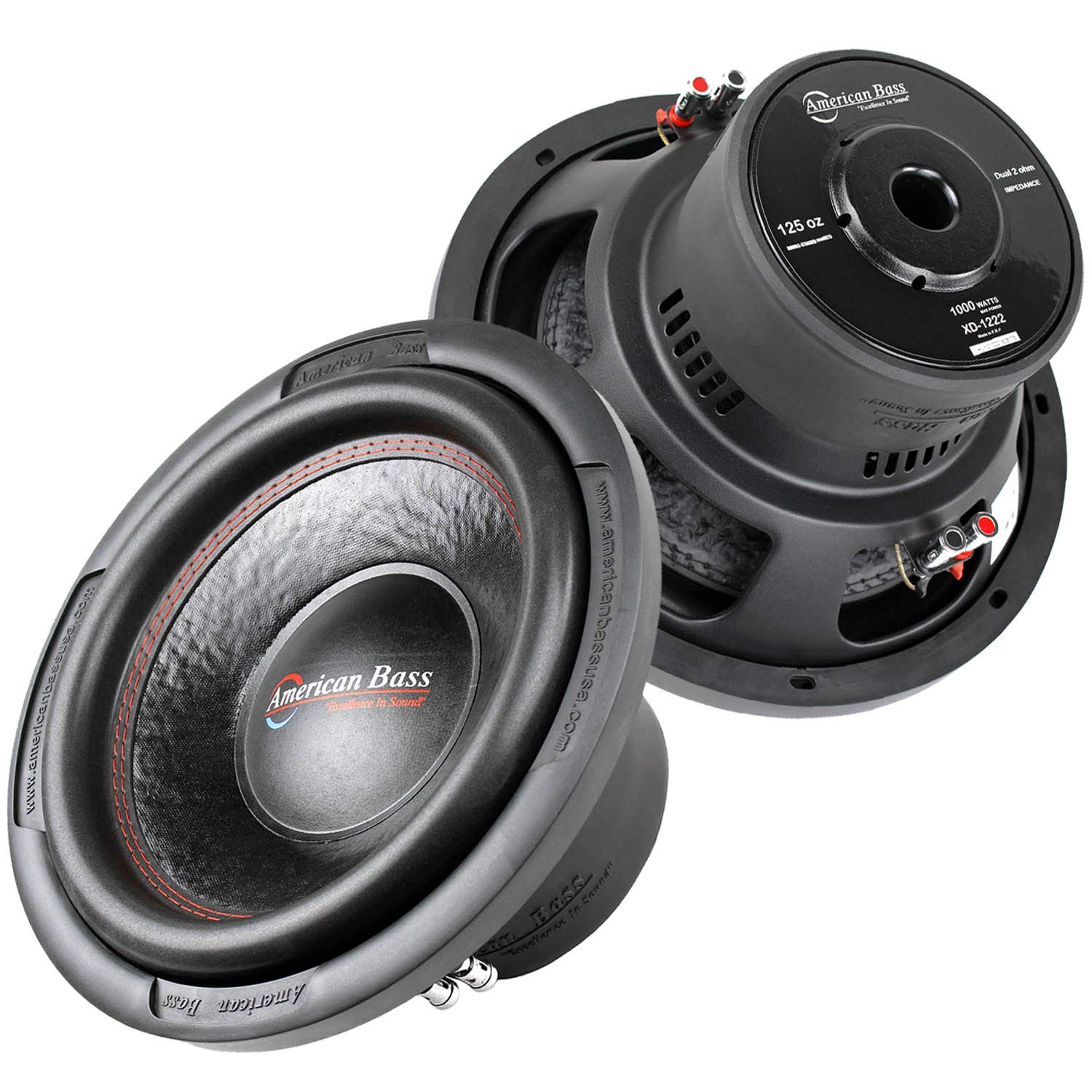 American Bass XD 12 Inch Car Subwoofer - 500 Watt RMS, 1000 Watt Max Power, 2 Ohm Impedance, 125oz Magnet, 2.5