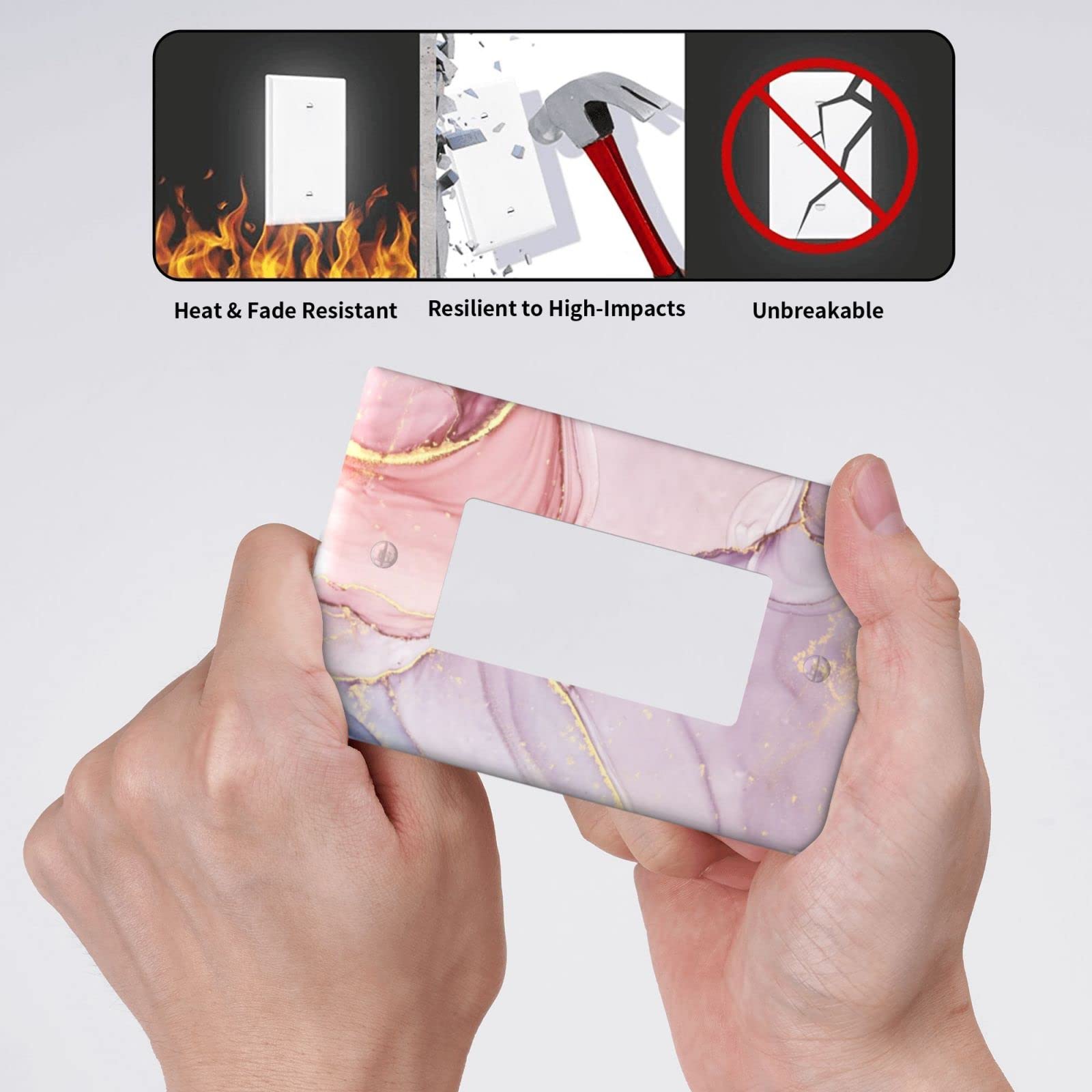 Pink Abstract Marble Single Decorator Wall Plate - Decorative Light Switch Cover 1 Gang Rocker Switch Plate - 4.5