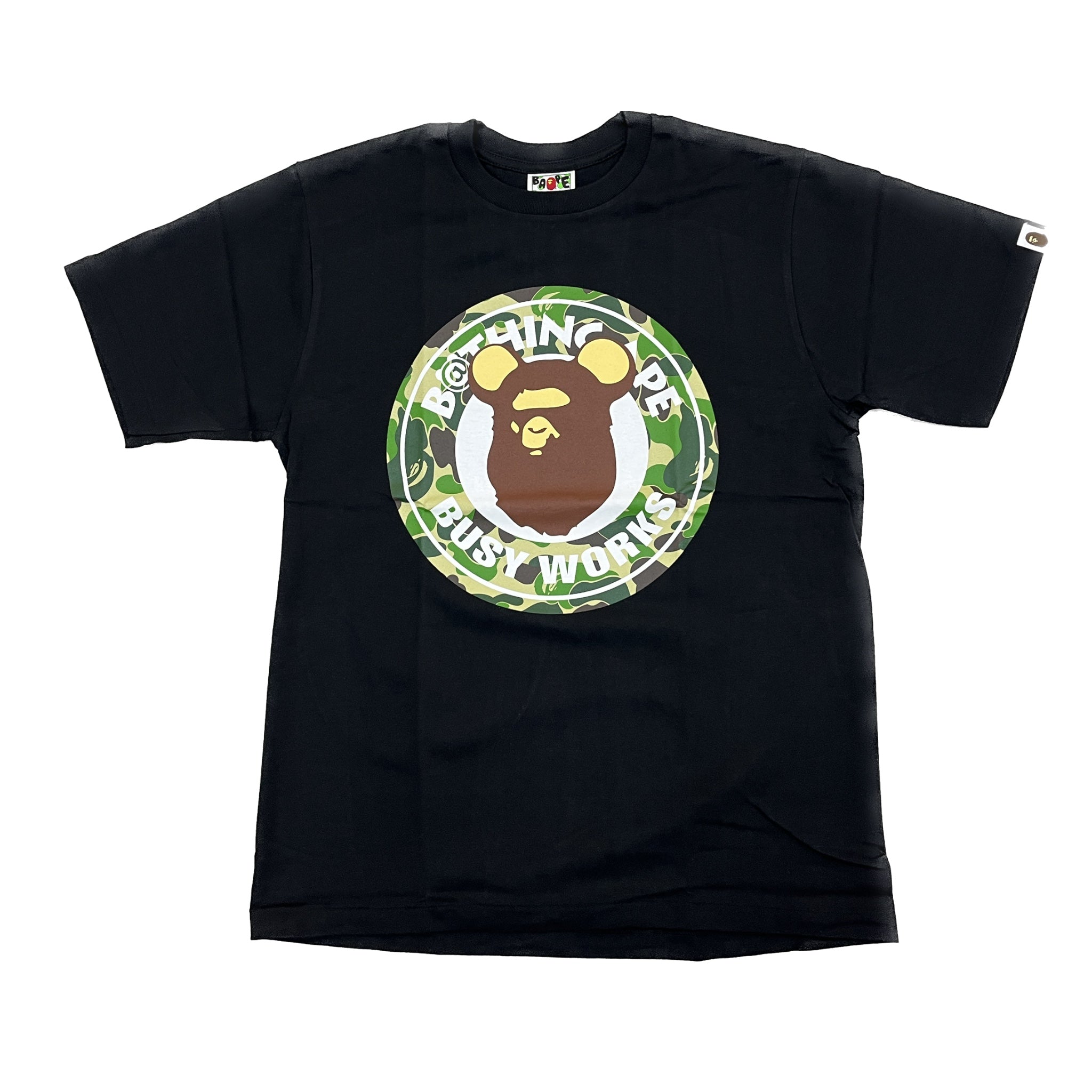 BAPE x Bearbrick Camo Busy Works T-Shirt Black | Streetwear Fashion Tee for Men | Perfect for Urban Outfits & Casual Wear