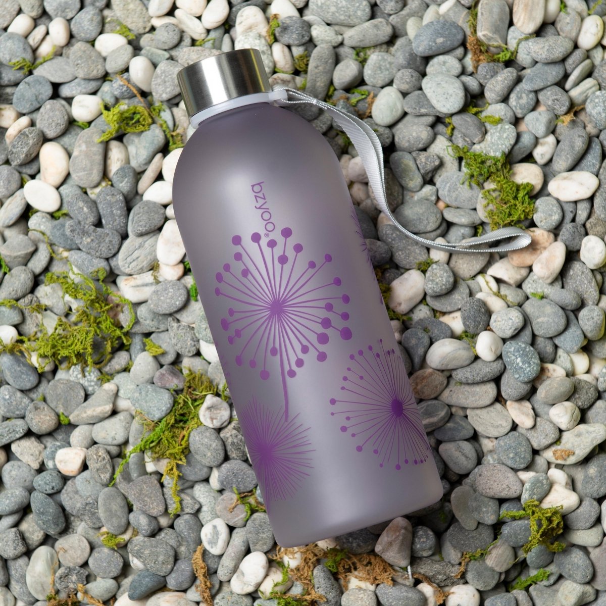 32oz Time Marker Tritan Water Bottle with Carrying Strap - Dandelion Purple - BPA Free Leak Proof Sports Water Bottle for Gym, Hiking & Outdoor Activities