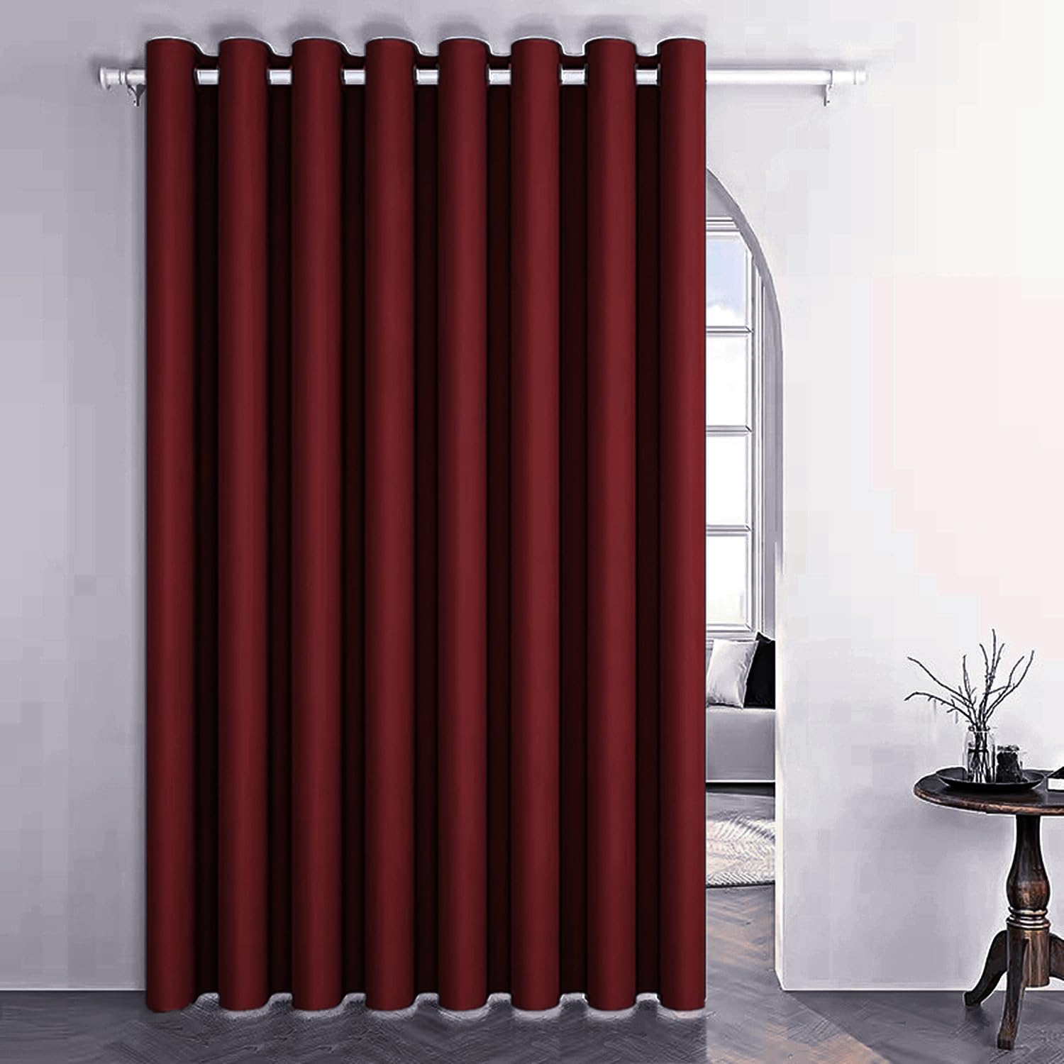 Burgundy Blackout Door Curtain Panel - 78 Inch Thermal Insulated Grommet Drapes for Patio, Bay Window & Room Darkening (1 Panel, 106