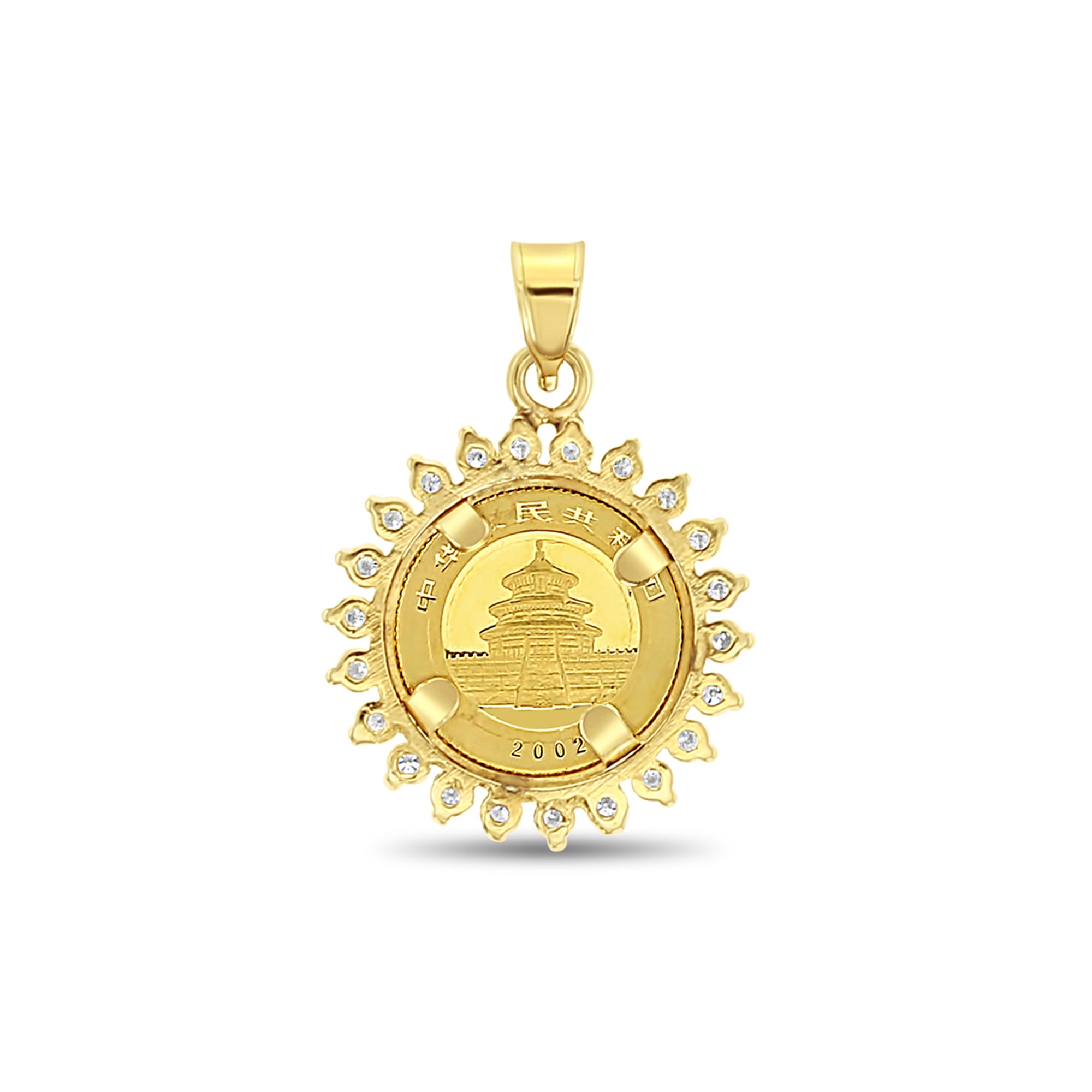 1/20OZ 14K Gold Panda Coin Pendant Necklace with Diamond Halo - Perfect for Anniversary Gifts, Birthday Presents & Special Occasions
