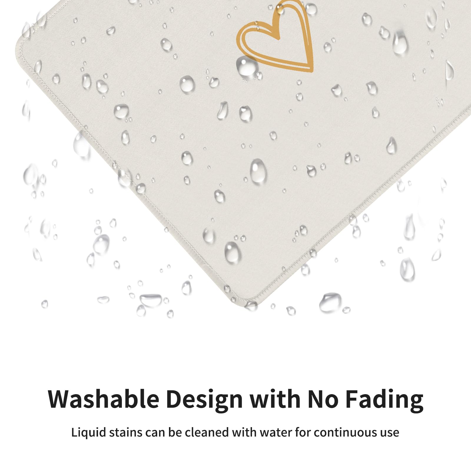 Seorsok Square Cute Heart Mouse Pad - Aesthetic Office & Home Computer Mouse Mat, Waterproof Non-Slip Rubber Base for Wireless Mouse, Beige - Perfect for Work, Gaming & Home Decor