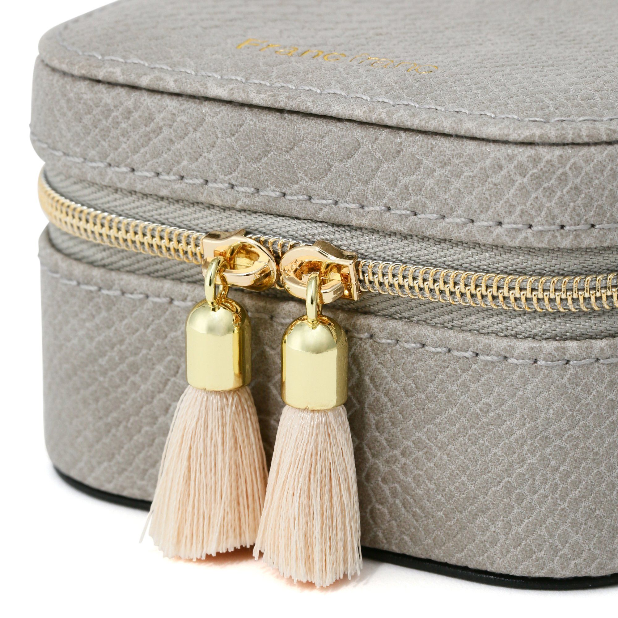 Flavia Travel Jewelry Box Gray - Portable Jewelry Organizer for Necklaces, Rings & Earrings - Perfect for Vacation, Business Trips & Gifts