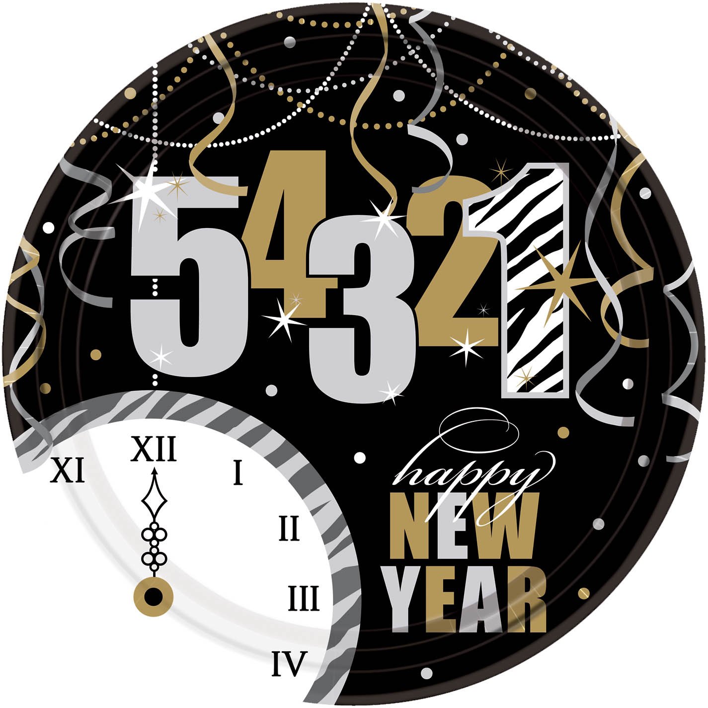 2024 New Year's Wild Countdown Party Dinner Plates - Set of 8 Disposable Plates for Banquets, Celebrations & Holiday Gatherings - Perfect for NYE Parties, Christmas Dinners & Special Occasions