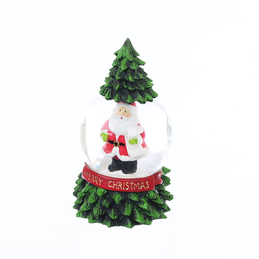 ART PRINT APJ Snow Globe with Santa in Tree - 350g Christmas Decoration for Home, Office & Holiday Gifts