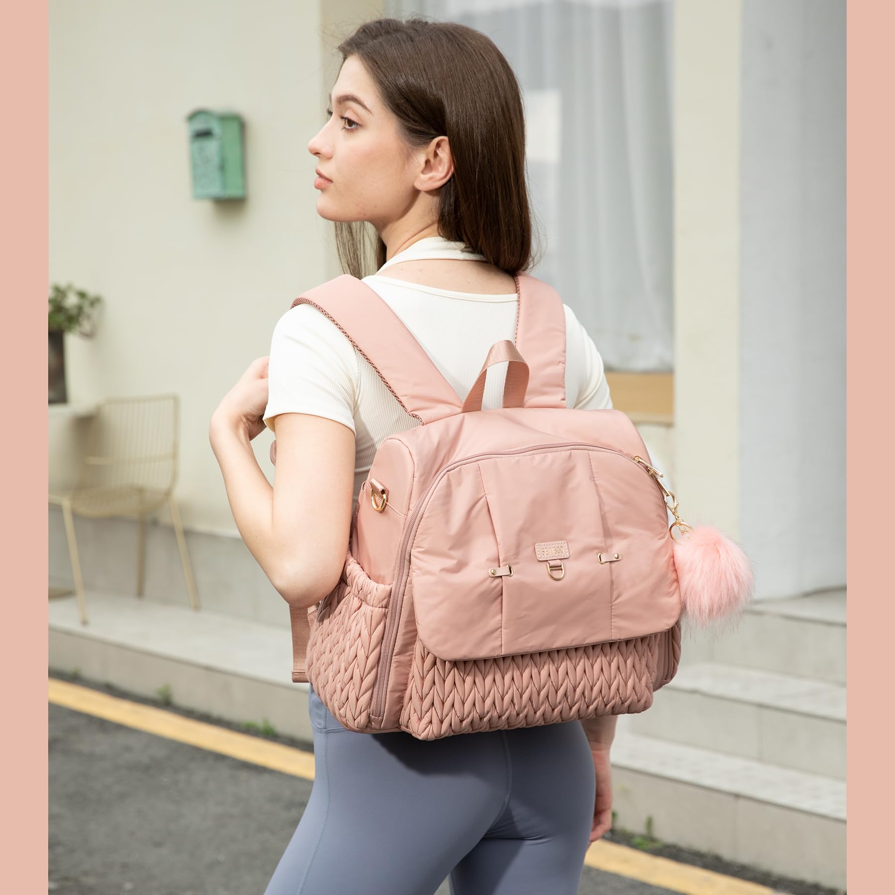 SEWBOO Allie Stylish Diaper Backpack - Insulated Baby Bag with Changing Pad & Stroller Clips | Perfect for Travel, Daycare & On-the-Go Parents | Waterproof Diaper Bag with Shoulder Strap & Multiple Pockets