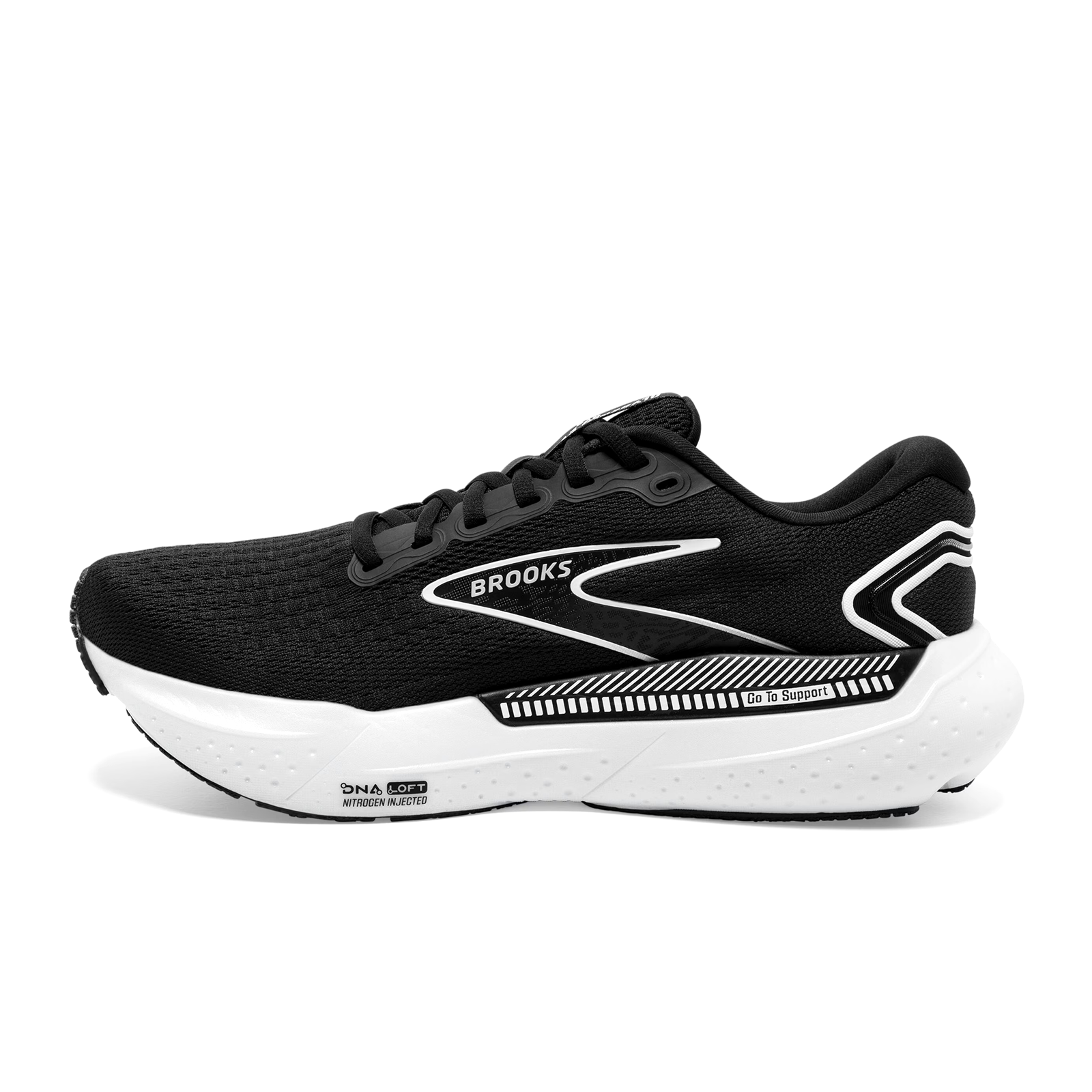 Brooks Glycerin GTS 21 Men's Running Shoes - Black/Grey/White | Cushioned Stability Sneakers for Road Running, Jogging & Marathon Training