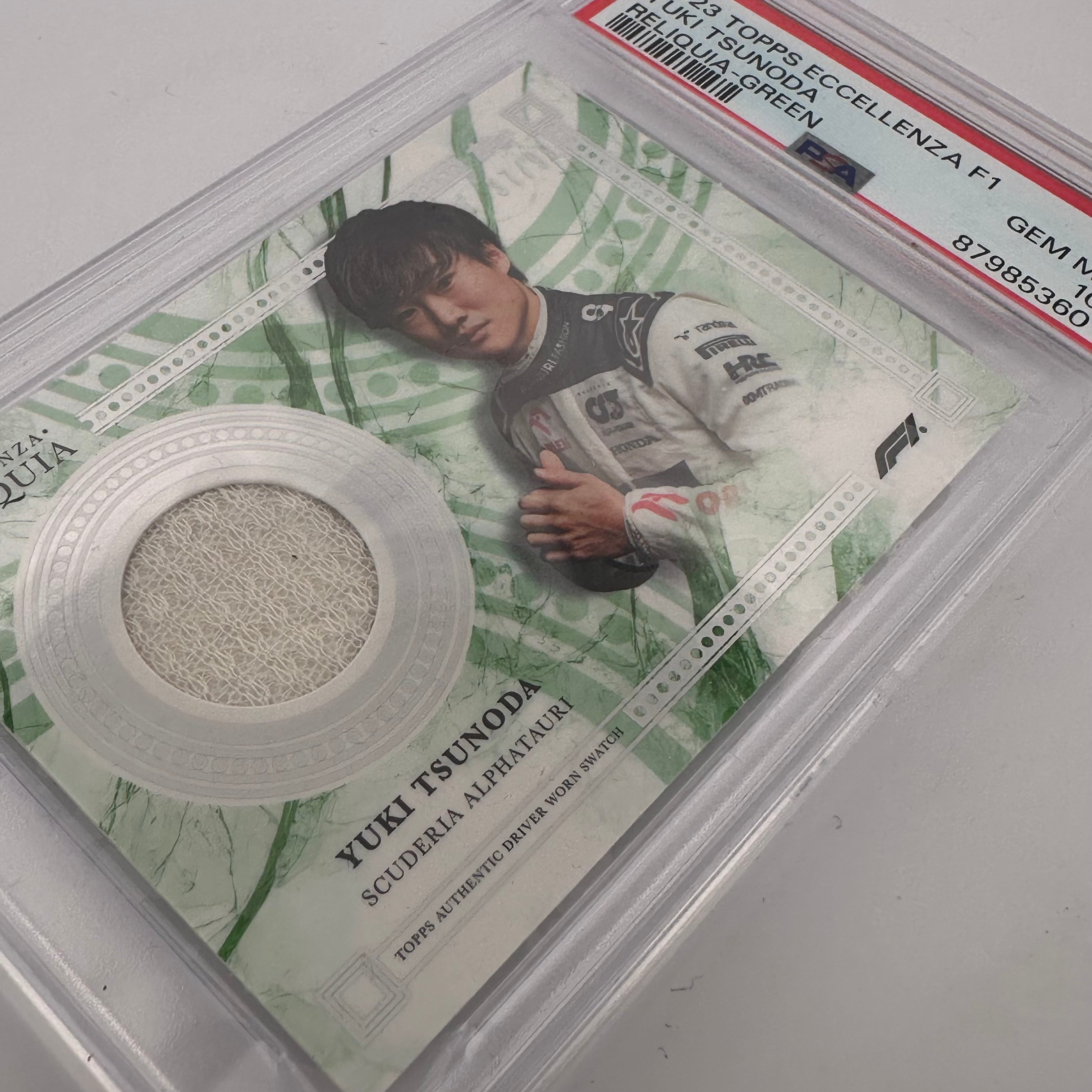 1/1 Gold + Complete Rainbow Yuki Tsunoda 2023 Eccellenza Reliquia (PSA9/10) - Rare Collectible Trading Card for Sports Memorabilia & F1 Racing Fans