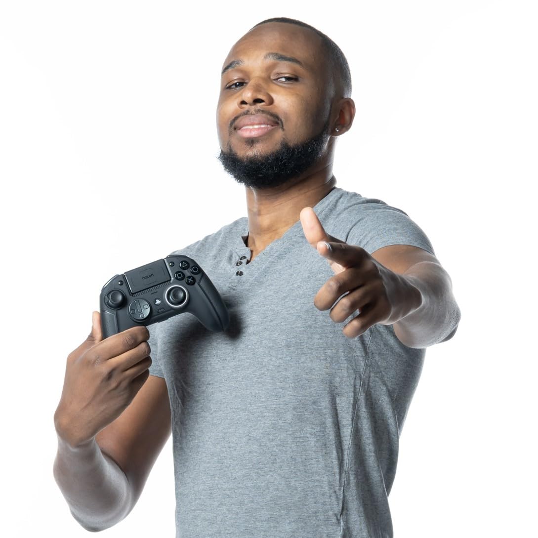 NACON Revolution 5 Pro Officially Licensed Wireless Gaming Controller for PS5, PS4 & PC - Hall Effect Joysticks, Trigger Stops, Customizable Buttons, Bluetooth Audio - Triple Black (Renewed) - Perfect for Competitive Gaming, Streaming & Long Play Sessions