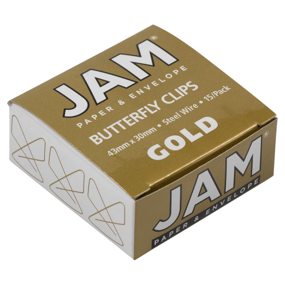 Colorful Butterfly Paper Clips - Gold Metal Binder Clips - 15 Pack for Office, School, Scrapbooking & Crafting Supplies