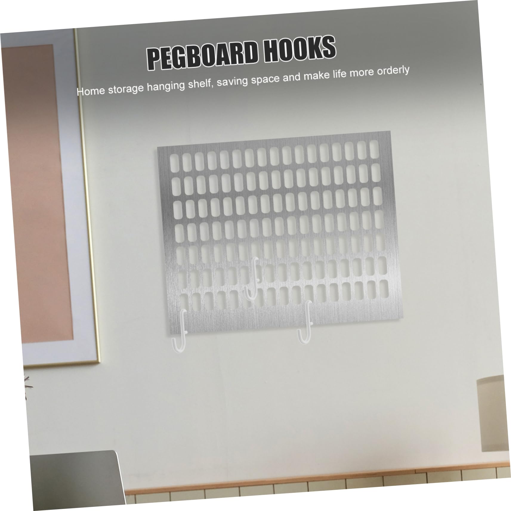 BELLIFFY 5-Pack White D-Shaped Pegboard Hooks - Heavy Duty Wall Mount Storage Hooks for Garage, Bedroom & Kitchen Organization - Perfect for Hanging Tools, Utensils & Home Decor