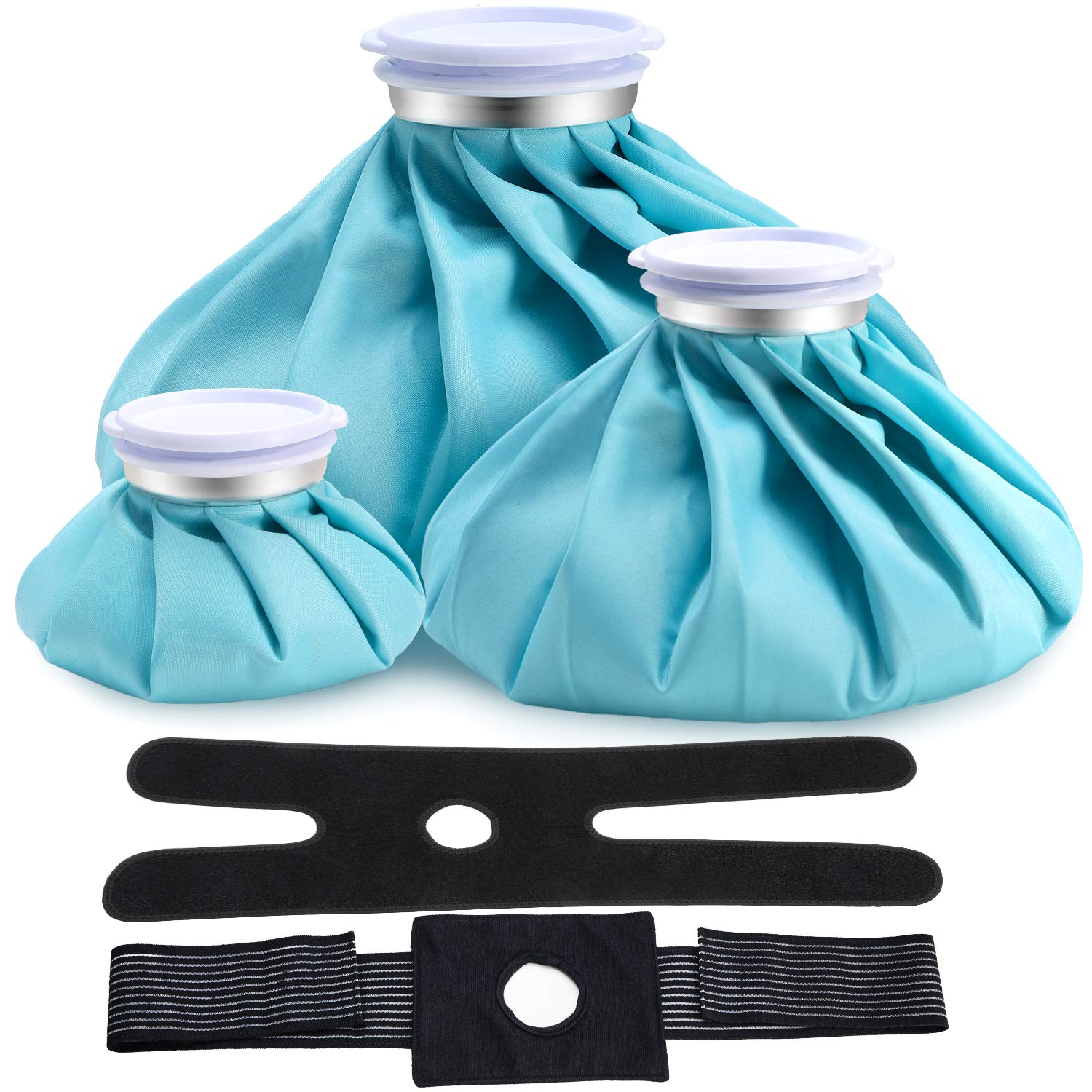Ohuhu Reusable Ice Packs for Injuries - 3 Pack Hot & Cold Therapy Gel Pads with 2 Wrap Bags for Knee, Leg Pain Relief - No-Leak Waterproof Cold Compress (6