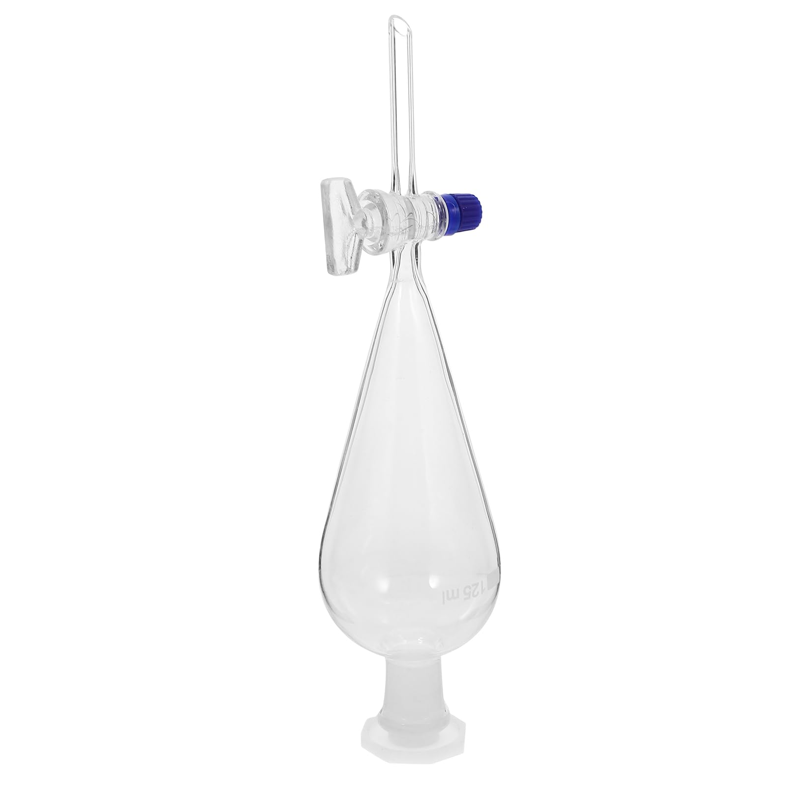 Premium 125ml Borosilicate Glass Separatory Funnel with PTFE Stopcock - Heavy Wall Laboratory Pear-Shaped Funnel for Liquid Extraction, Chemical Separation & Essential Oil Distillation - Perfect for Chemistry Labs, Research Facilities & Home Science Experiments