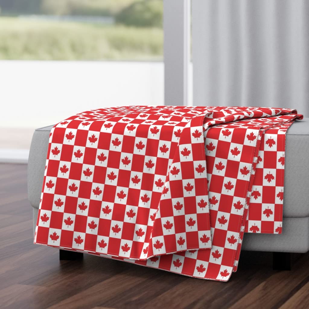 Canadian Flag Plush Minky Throw Blanket 50x70 Inches - Soft Red White Maple Leaf Winter Blanket for Christmas, Home Decor, Couch & Bed | Cozy Gift for Canada Lovers