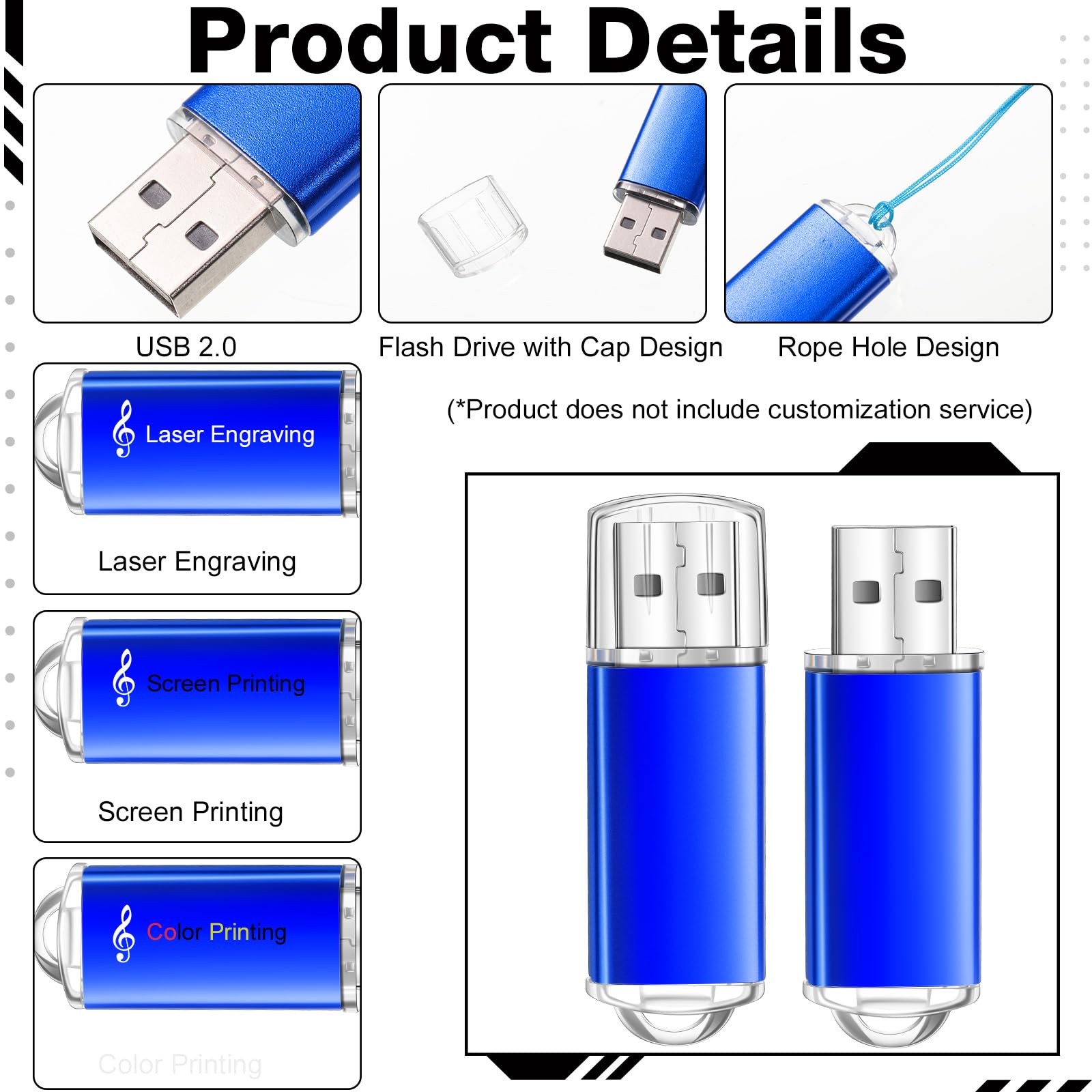 Hoteam 50 Pack 256MB USB 2.0 Flash Drives with Lanyards - Bulk Storage for Business & Gifting