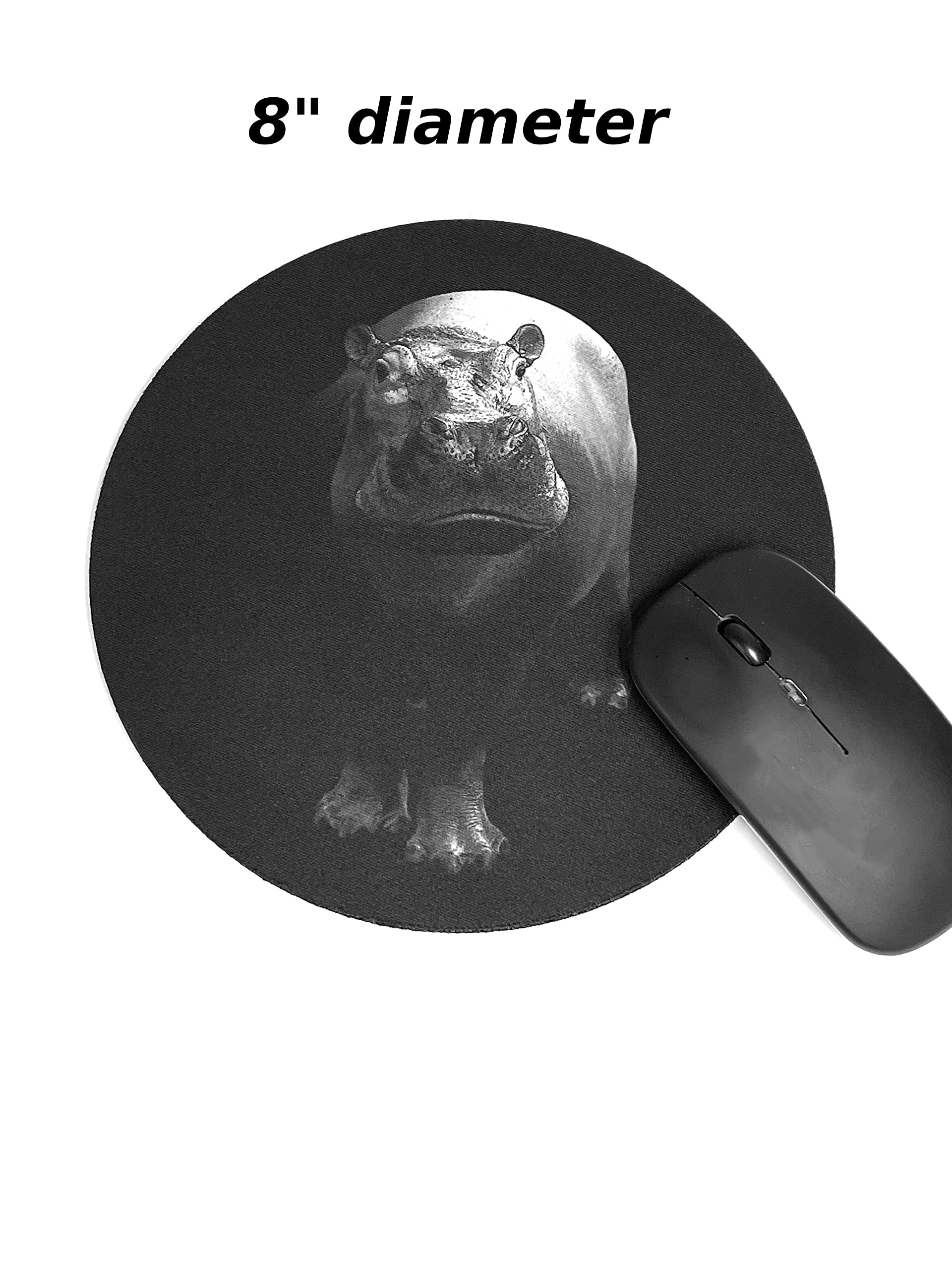 Premium Non-Slip Hippo Mouse Pad for Desk & Laptop - Black Animal Design Gaming Mousepad for Office, Work, and Home Use