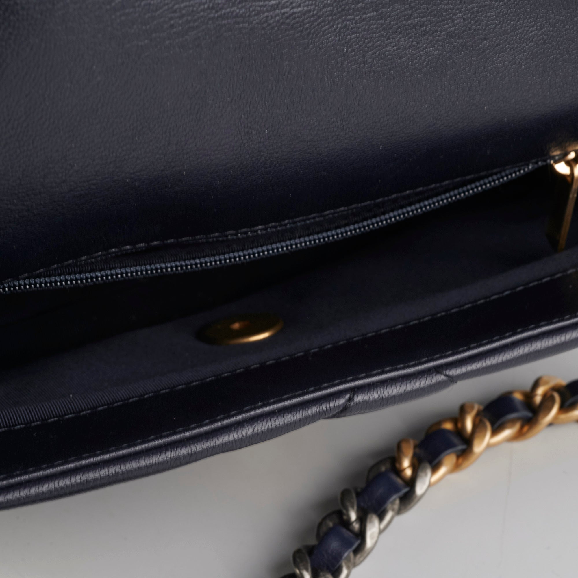 Chanel Small 19 Navy Blue Leather Shoulder Bag - Luxury Designer Handbag for Women | Perfect for Work, Travel & Evening Events