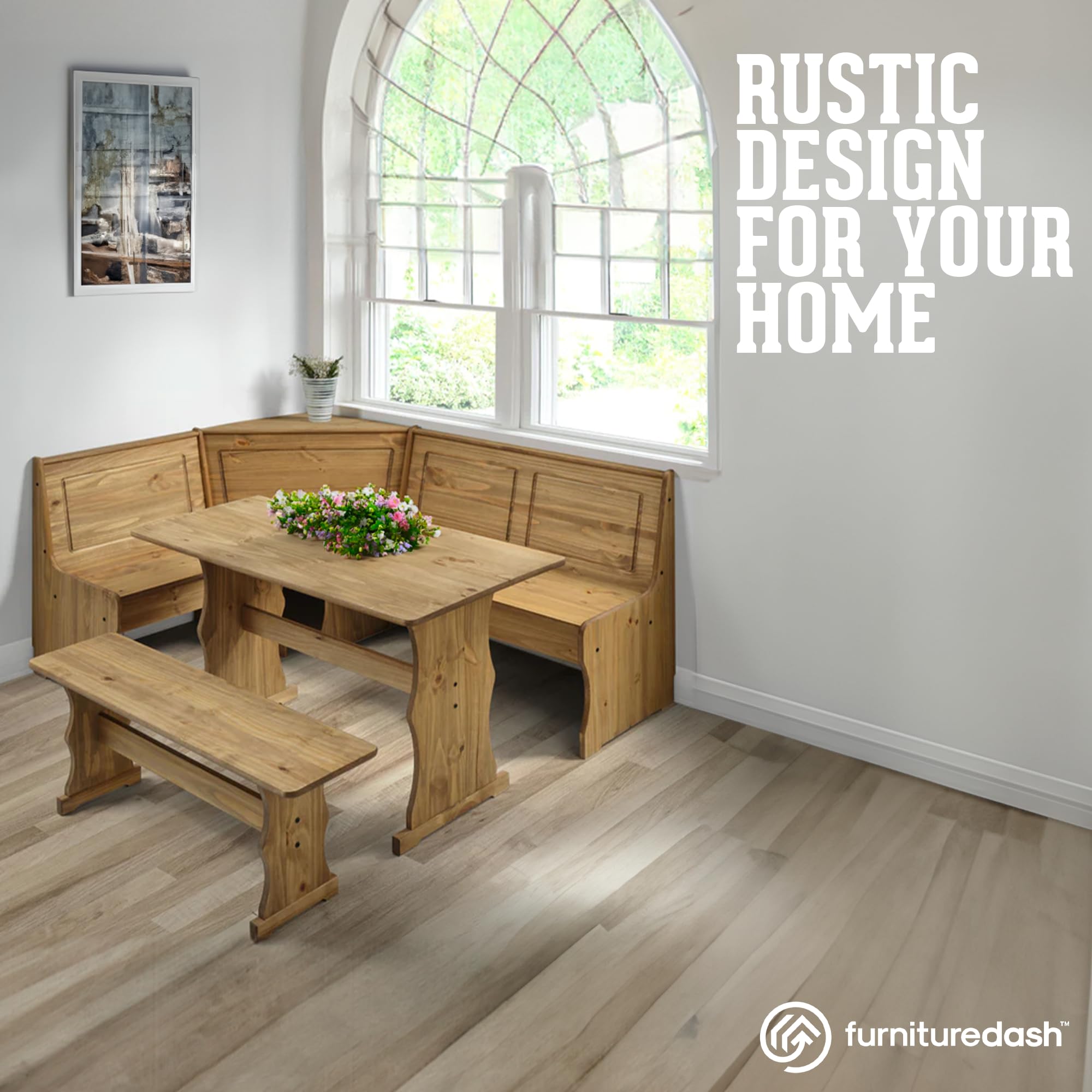 Solid Wood Corner Dining Set 64.8