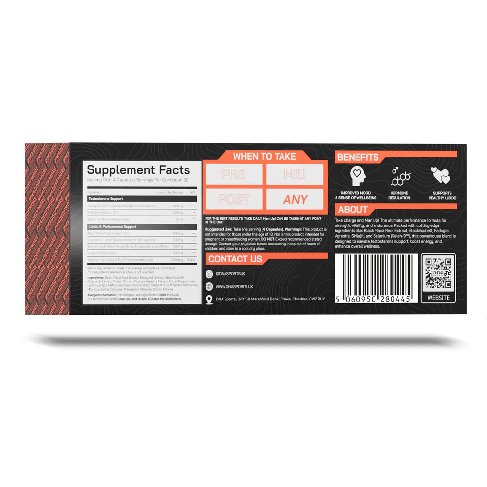 DNA Sports DNA Man Up Male Health Support Supplement - 120 Capsules for Energy, Stamina & Vitality - Boost Performance & Recovery for Athletes & Active Men