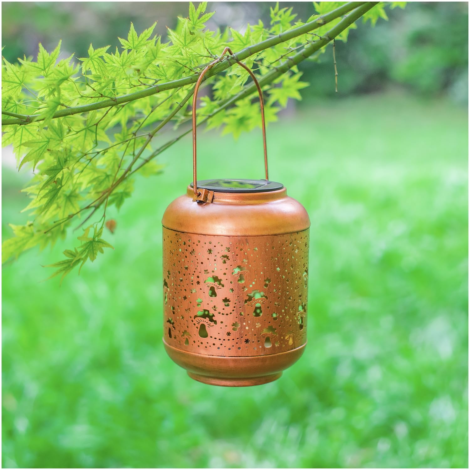 Solar Powered Mushroom Lanterns - Waterproof Outdoor Hanging Lights for Garden, Patio, Lawn & Yard Decor | Decorative Metal LED Lighting for Women, Men & Mom | Perfect for Landscape Lighting, Pathway Marking & Backyard Ambience