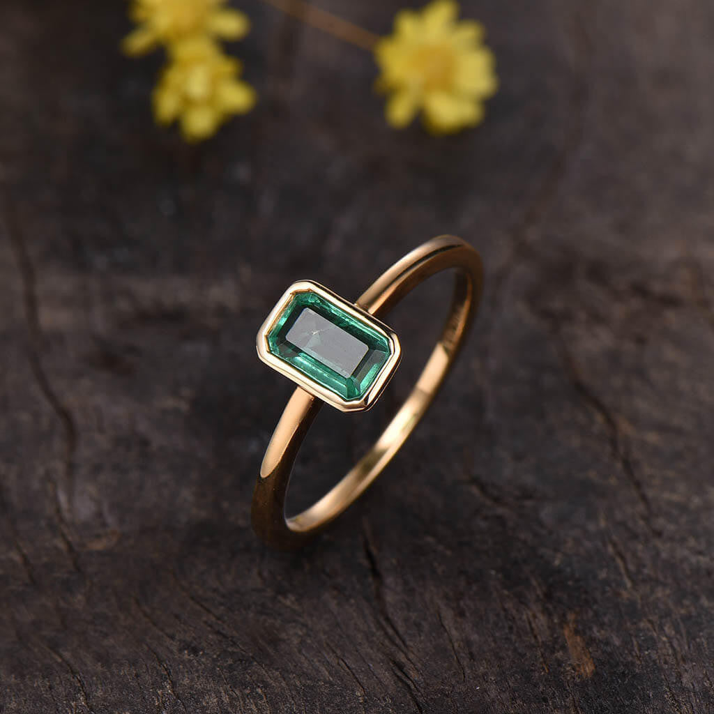 Natural Emerald Cut Solitaire Engagement Ring - 14K Gold Wedding Band for Women - Perfect for Proposals, Anniversaries & Special Occasions