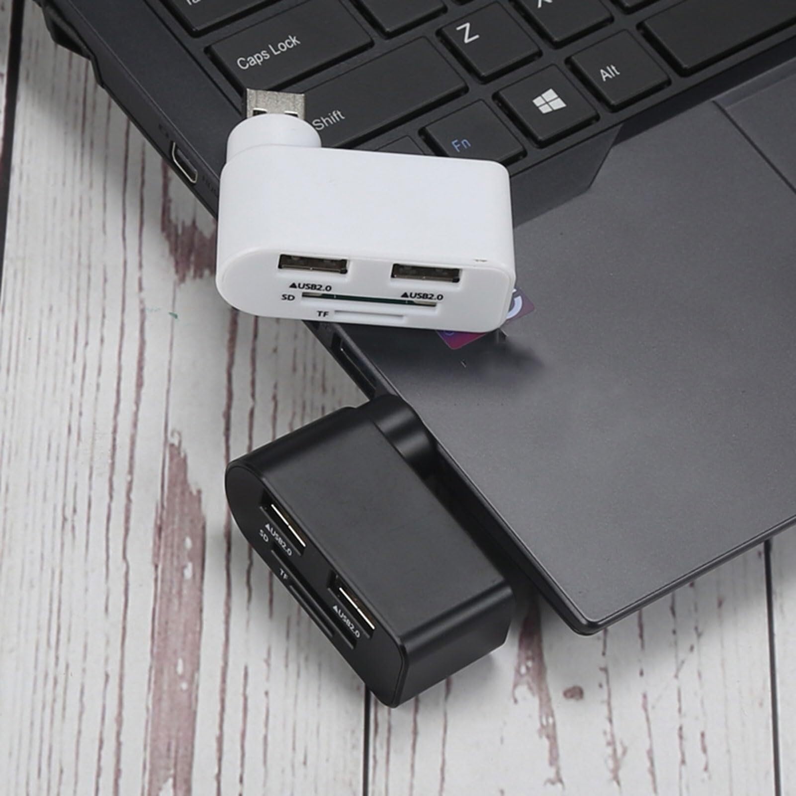 4-in-1 Rotatable USB C Hub with HDMI Adapter - 180° Swivel USB 2.0 Ports, TF/SD Card Reader - Compatible with MacBook, Laptops & External HDD | Perfect for Home Office, Travel & Multi-Device Connectivity (Black)