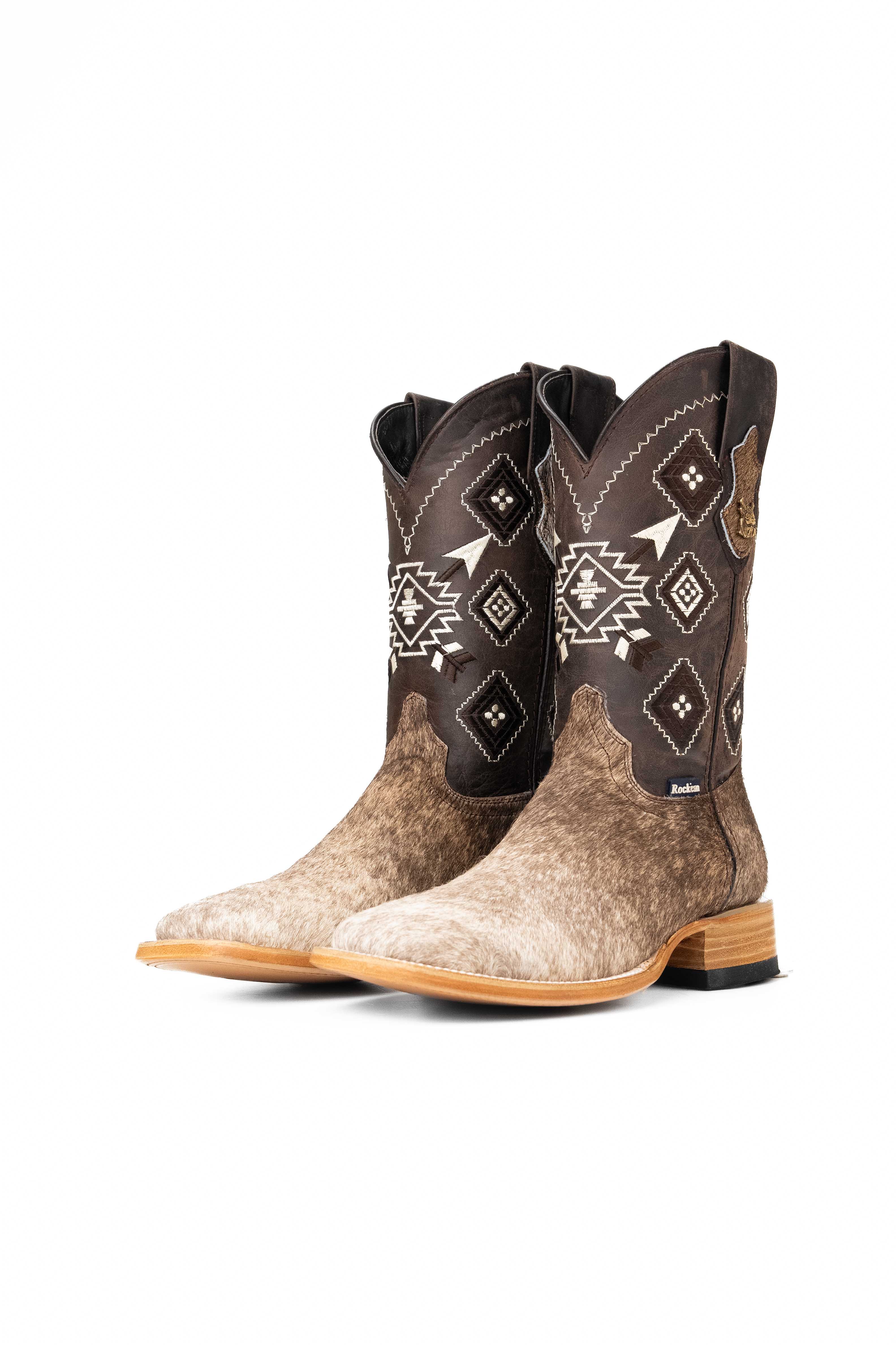 Authentic Men's Cowhide Square Toe Cowboy Boots - Size 7 - Western Style - Durable & Comfortable - Perfect for Rodeo, Country Dance & Outdoor Adventures