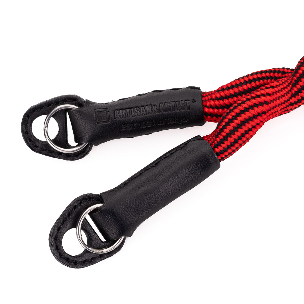 Artisan & Artist ACAM 708 Premium Spiral Cord Camera Neck Strap - Red/Black - Comfortable & Adjustable for DSLR, Mirrorless & Film Cameras - Perfect for Travel, Street & Wedding Photography