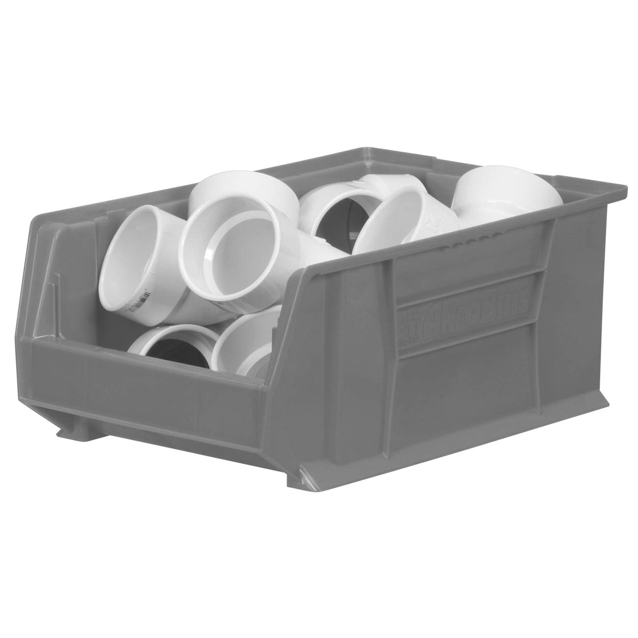 Akro-Mils 30281 Super-Size AkroBins Plastic Storage Bins - 3-Pack Grey Stackable Organizer Bins (20