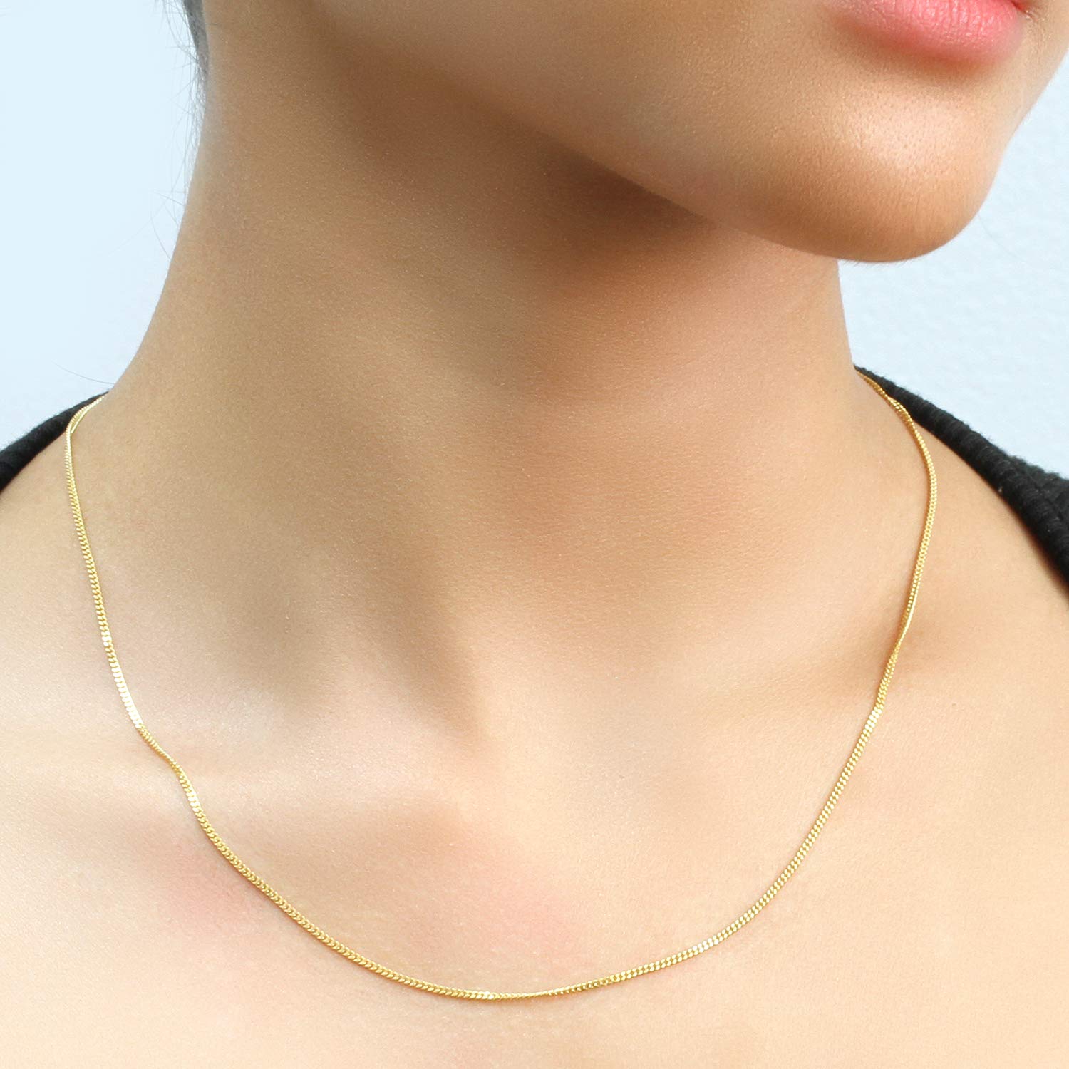 14K Solid Gold Chain Necklace for Men & Women - Thin 0.5mm to 2mm Thick Curb Link Necklace (16, 18, 20, 22, 24 Inch) - Perfect for Everyday Wear, Gifts & Layering Jewelry
