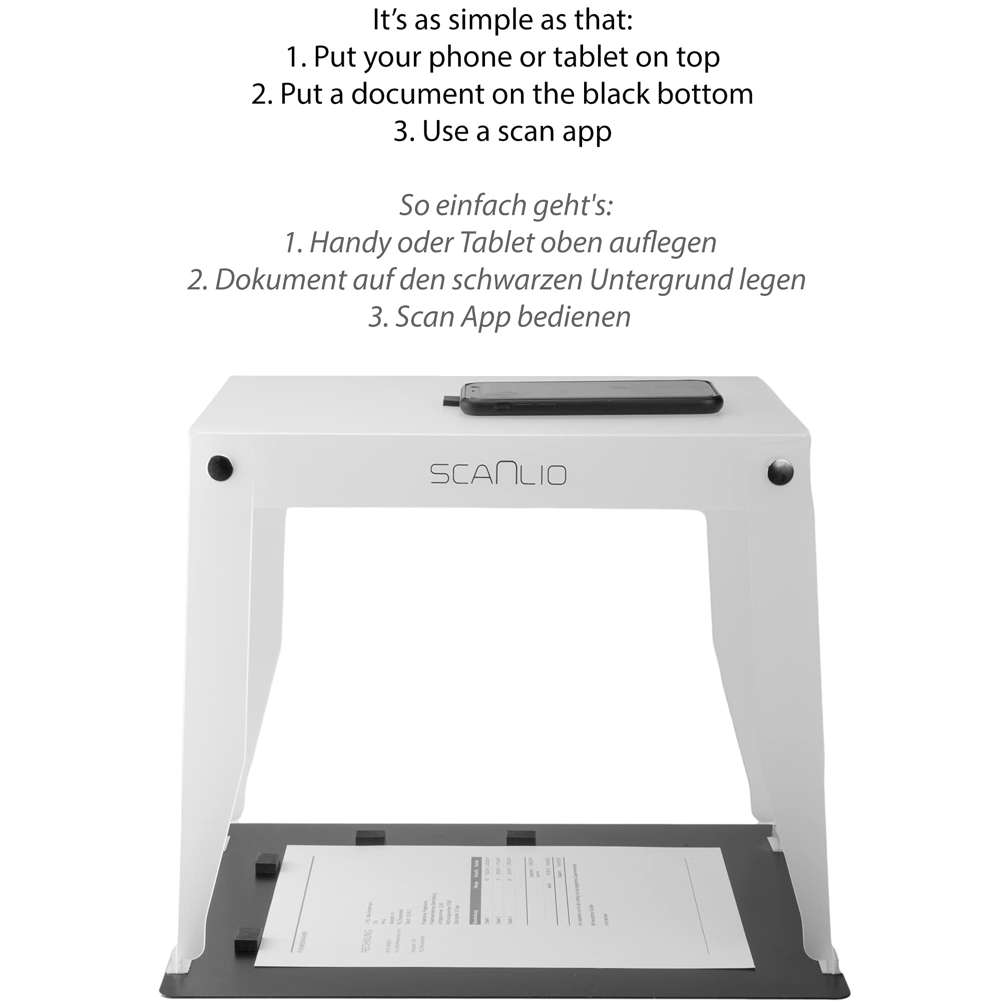 SCANLIO Pro Foldable Phone Document Scanner - Portable Scan Box for Quick & Easy Scanning with Smartphone | Perfect for Office, Home & Travel Use