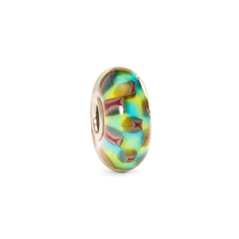 TROLLBEADS Genuine Turquoise Ribbon Bead - Handmade Glass Bead for Jewelry Making, Bracelet & Necklace DIY - Perfect for Boho Style Accessories and Gift Giving