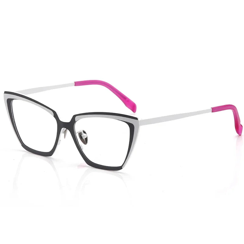 Stylish Unisex Full Rim Square Cat Eye Glasses - Lightweight Titanium Acetate Frame (Model 455617) | Perfect for Work, Reading & Fashion Statement
