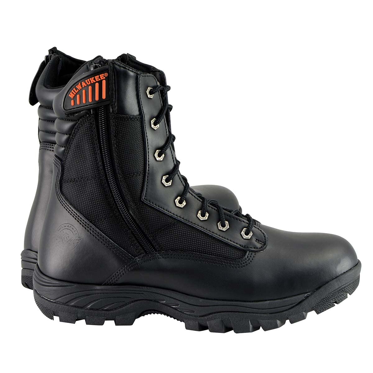 Milwaukee Leather MBM9110 Men's 9-Inch Black Tactical Motorcycle Boots - Side Zipper & Lace-Up Design for Riding Comfort & Safety - Perfect for Adventure Biking & Outdoor Activities