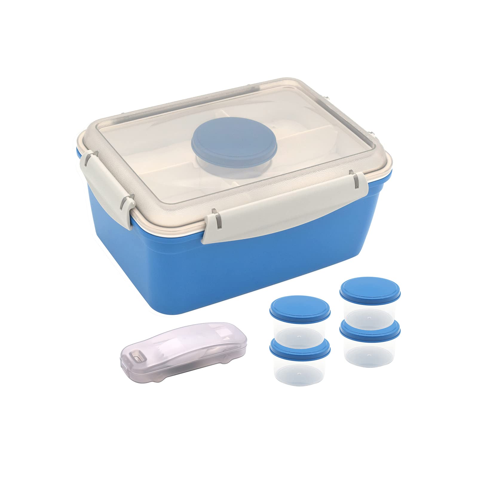 BPA-Free Salad Container for Lunch with 5 Dressing Containers & Spoon - Leakproof Adult Bento Box | Perfect for Office, School, Picnics & Meal Prep