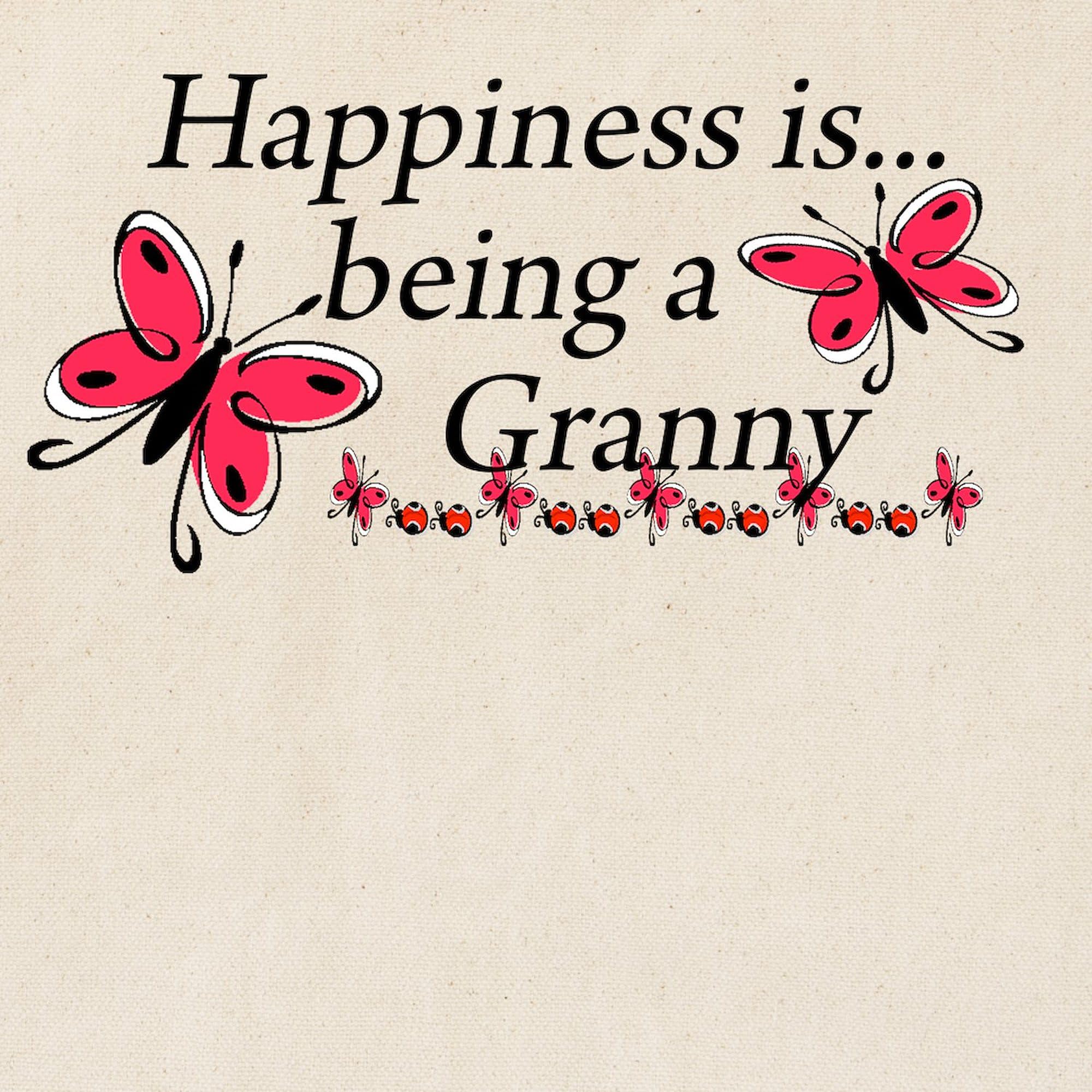Butterfly 'Being A Granny' Natural Canvas Tote Bag - Reusable Eco-Friendly Shopping Bag for Groceries, Beach & Grandma Gifts