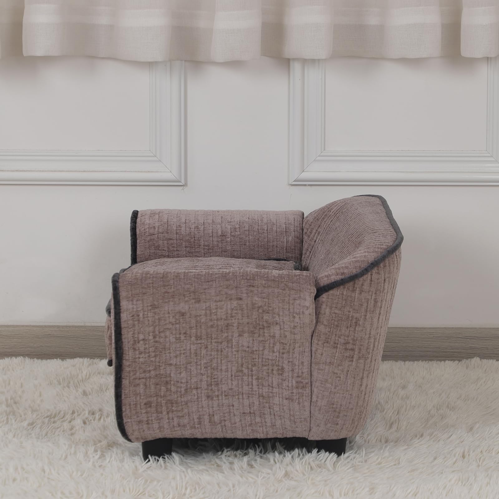Luxury Striped Fleece Pet Sofa Bed for Small Dogs & Cats - Soft & Cozy Animal Sleeping Couch - Light Brown - Perfect for Living Room, Bedroom & Pet Napping Areas